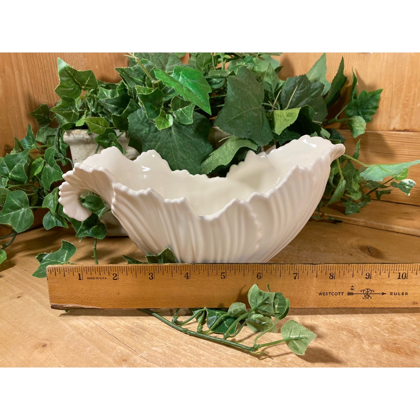 Vintage Scalloped White China Gravy Boat | Lenox | Cottagecore Kitchen | Spring Table Decor | Easter Table Decor | White Lenox China
