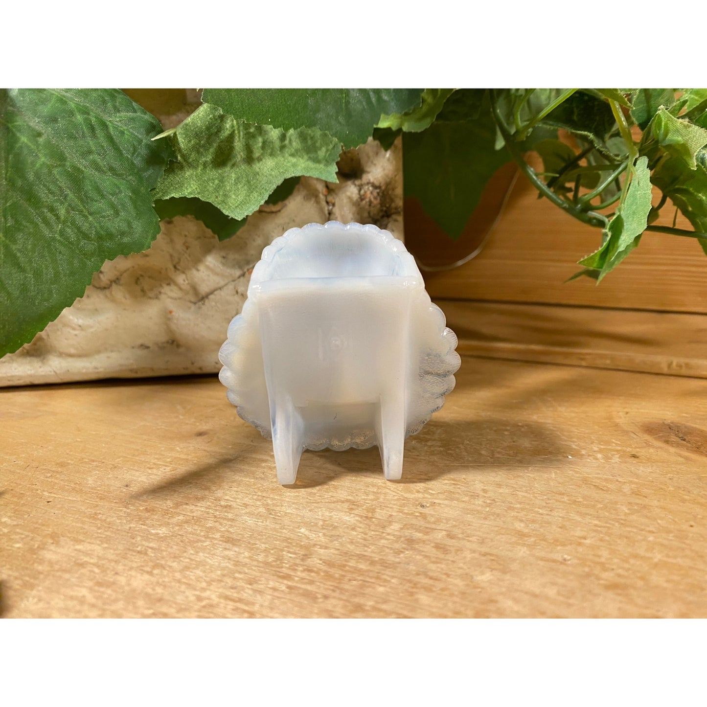 Vintage Art Glass Indian Chief Toothpick Holder | Boyd Glass | Opalescent Oyster White Depression Glass Toothpick Holder | Midcentury Modern