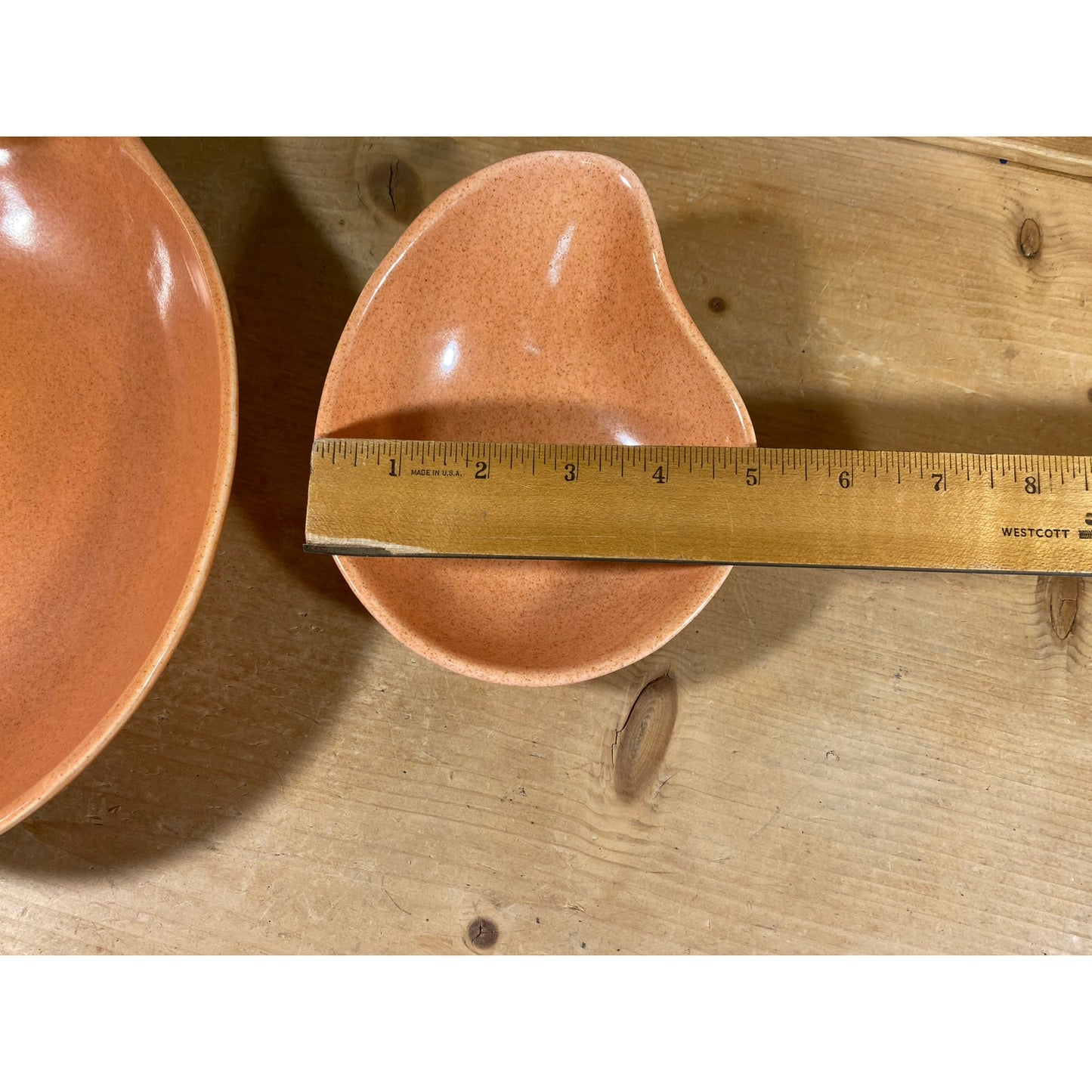 Vintage Red Wing Pottery Comma Bowls - Set of 2 | Eva Zeisel | Town & Country | Glazed Peach Ceramic Bowl Set | Midcentury Modern Kitchen
