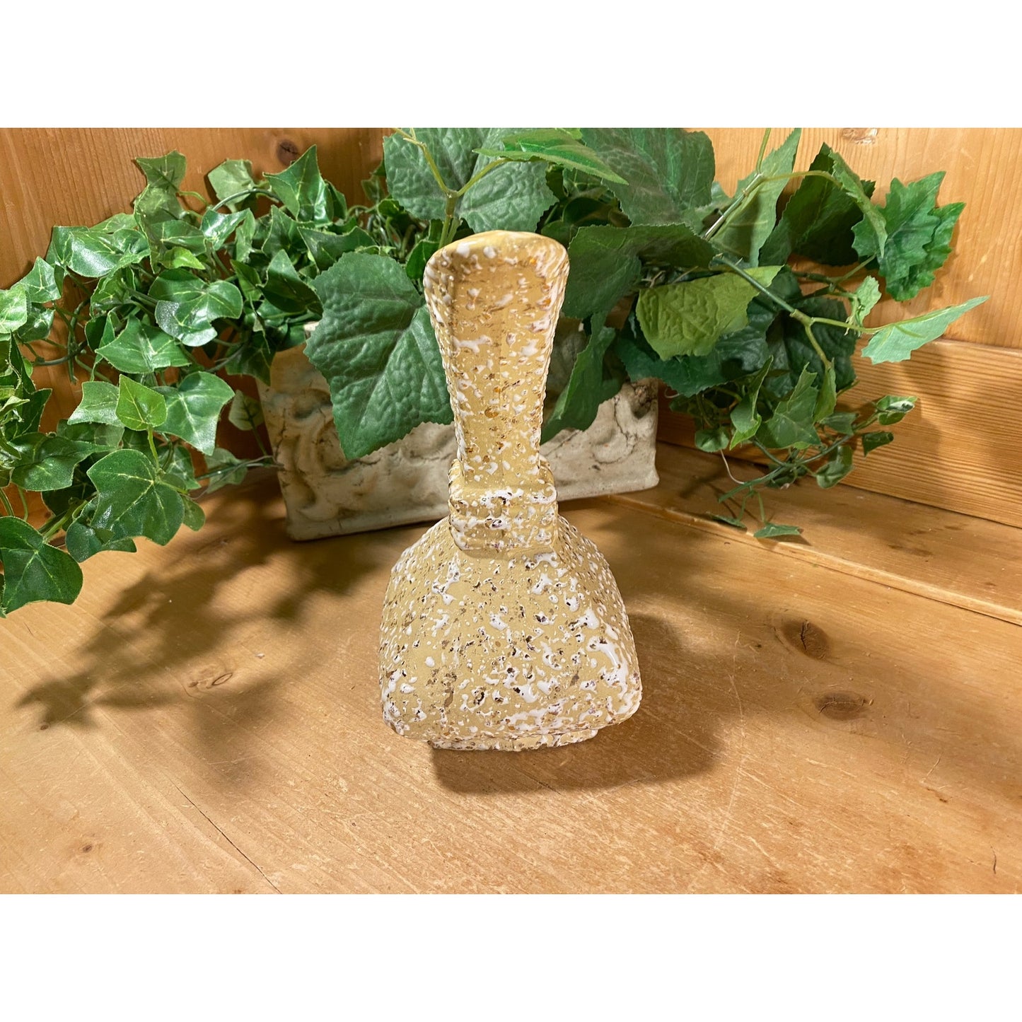 Vintage Cream Splatter Pottery Pitcher | Savoy Art Pottery | Slender Water Pitcher with Squared Base | 1970s Kitchen | Midcentury Modern