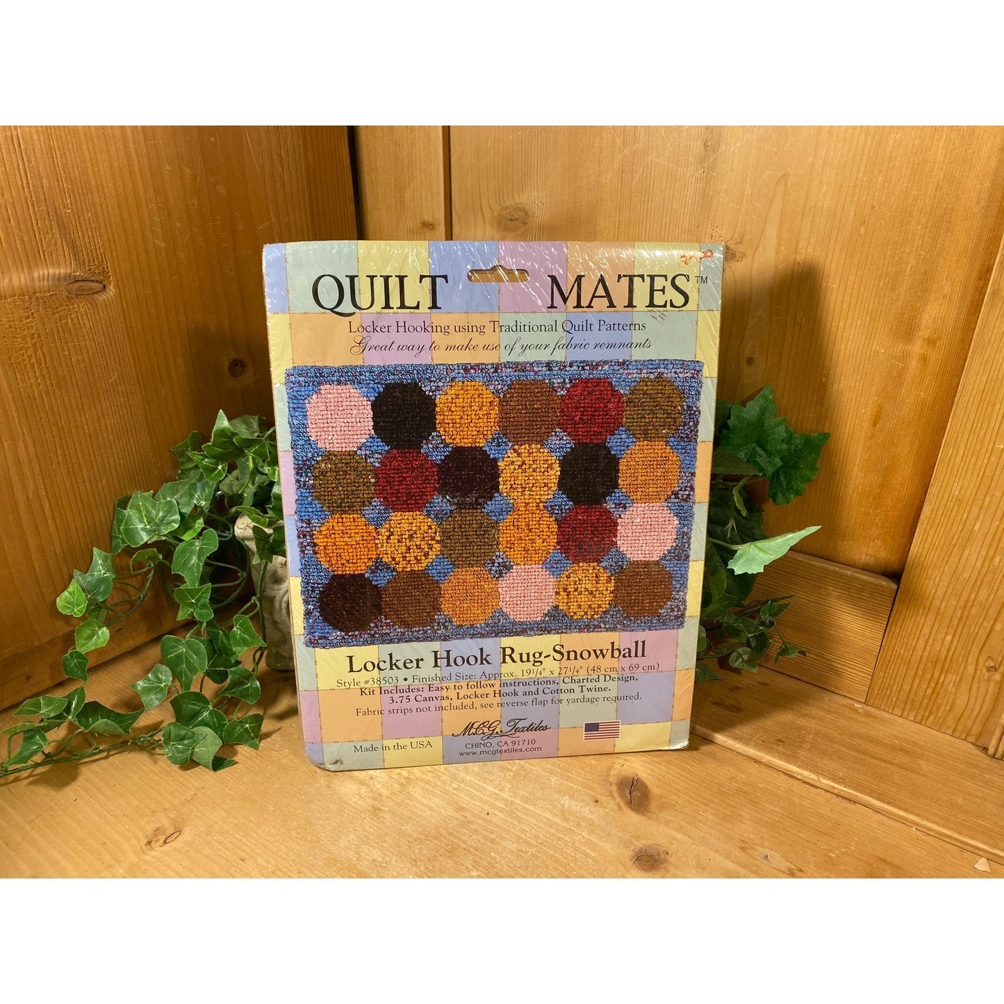 Vintage Locker Hook Rug Kit - Complete, In Package | Snowball Rug | Quilt Mates | Vintage Latch Hook Kit with Supplies | Retro Craft Kit