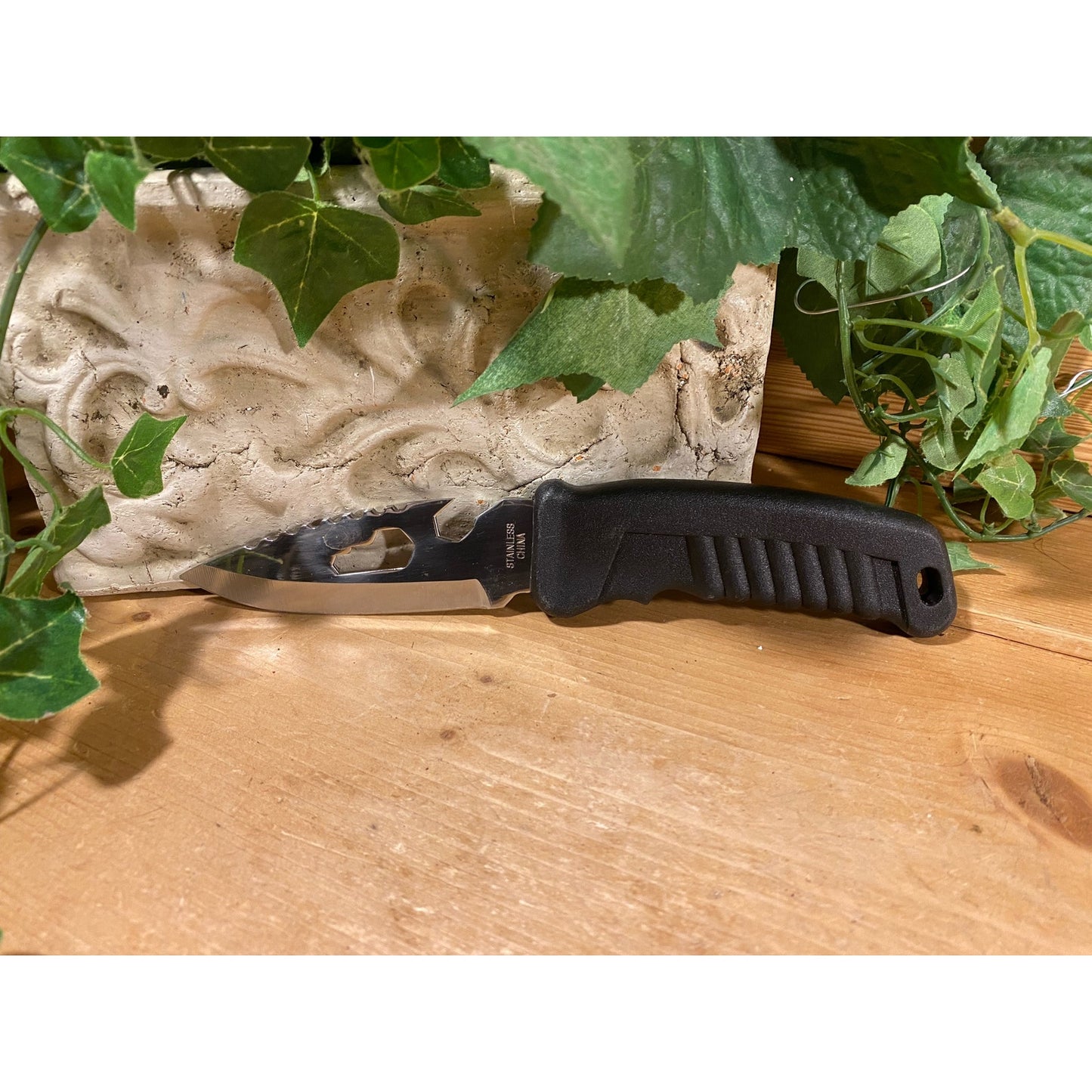 Vintage Tactical Knife with Saw Back Blade | Survival Knife with Black Handle | Outdoor Survival Knife | Camping, Fishing, Hunting, Outdoors