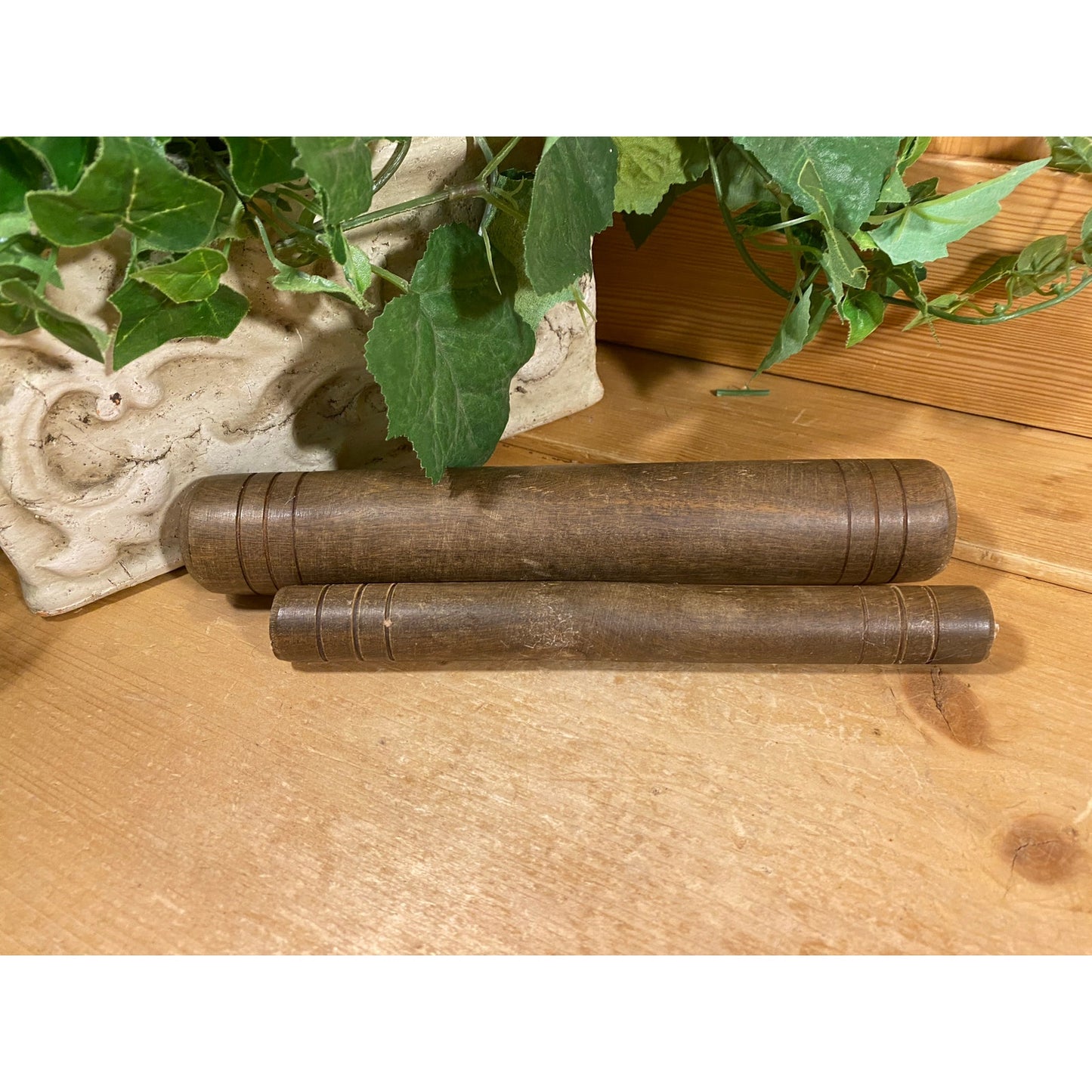 Vintage Wooden Percussion Sticks | Large Hollow Body, Small Striker | African Percussion Sticks | Drumming | Claves | Percussion Instruments