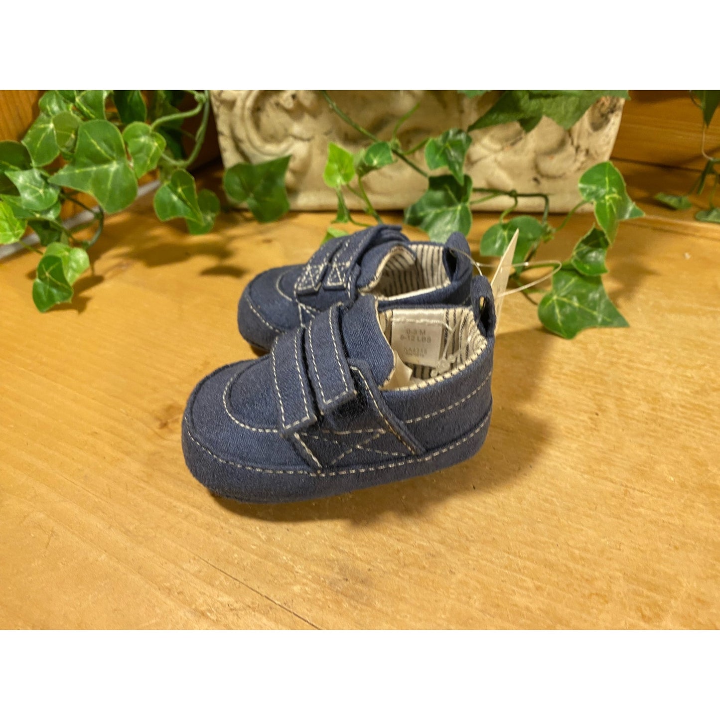 NWT Blue Suede Baby Shoes | Boys 0-3 mo. | FAO Schwarz | New Infant Boy Crib Shoes with Tags | FAO | Blue Slip-On Baby Shoes with Velcro