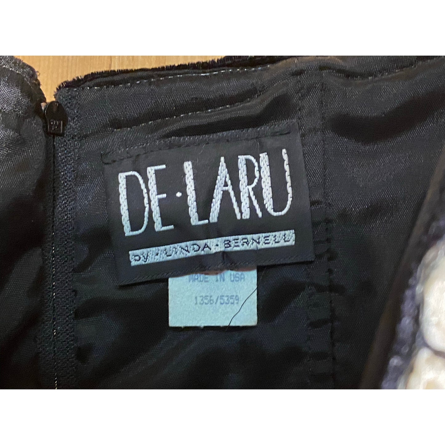 Vintage Black Velvet Dress with White Silk Rosettes On Neckline | De Laru | Women's 6/8 | Retro 1990s Black Off-the-Shoulder Cocktail Dress