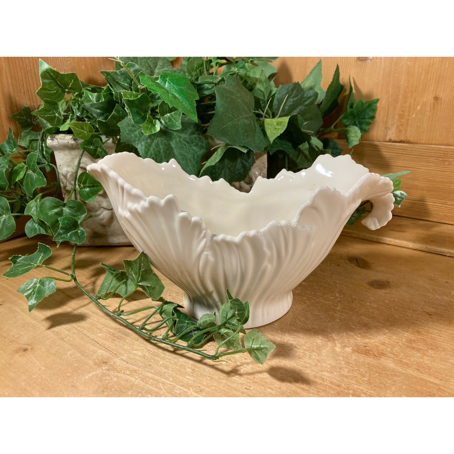 Vintage Scalloped White China Gravy Boat | Lenox | Cottagecore Kitchen | Spring Table Decor | Easter Table Decor | White Lenox China