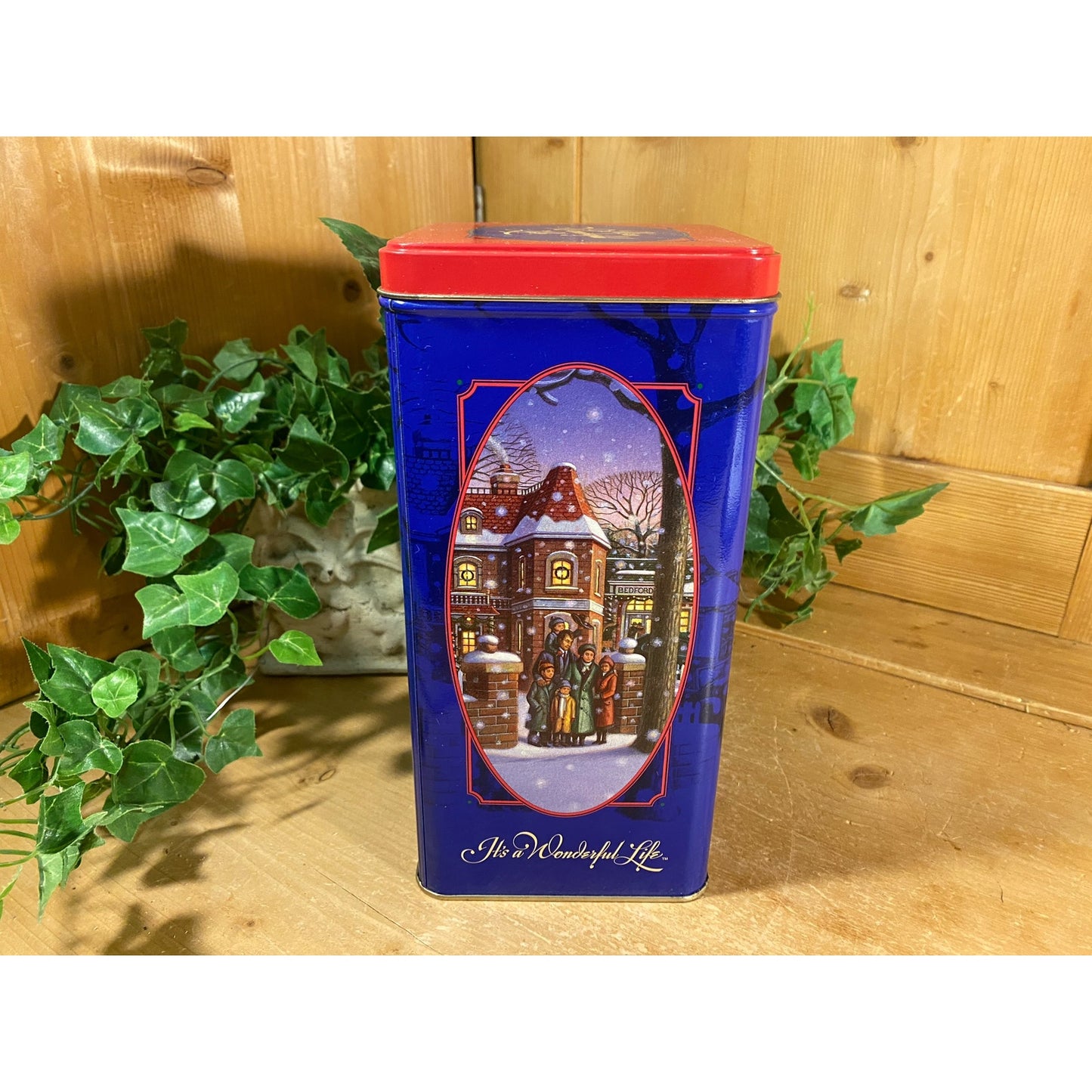 Vintage Christmas Tin: Oreo Cookies | It's A Wonderful Life | 1993 Collector's Edition | Square Canister | Vintage Advertising | Farmhouse