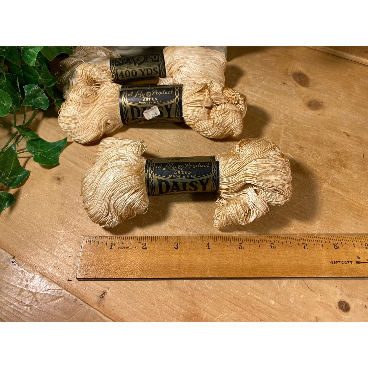 Vintage 3 Skeins of White Cotton Crochet Thread | 400 Yards (each) | Daisy | New Old Stock | White Cotton Yarn for Crocheting and Textile Art