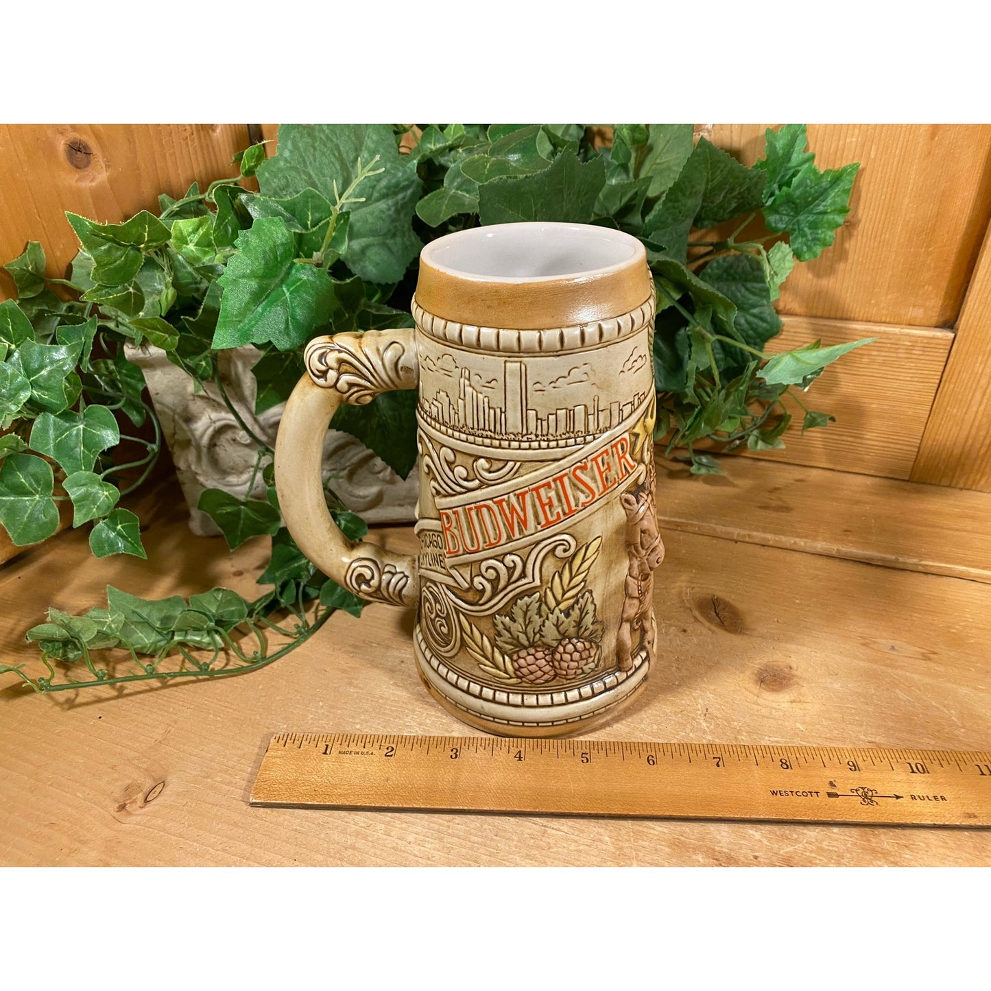 Vintage Ceramic Budweiser Stein | Chicago Skyline | 1981 | Ceramarte | 26760 | Retro Budweiser Beer Stein | Limited Edition Beer Stein