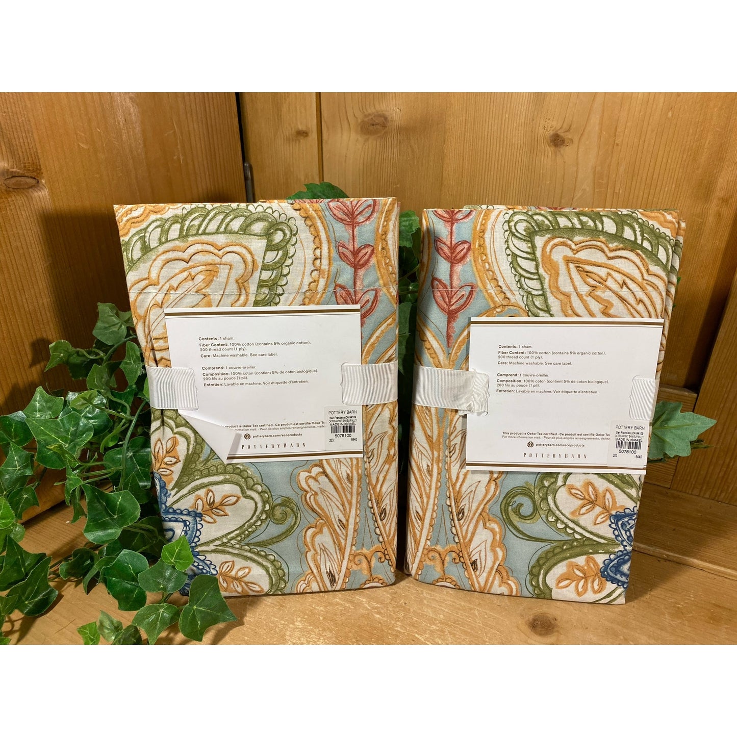 Pottery Barn Euro Pillow Shams (New In Package) Set of 2 | Catrina Sham | Oeko-Tex | European Shams | 26x26 | Cottagecore Bedroom | Farmhouse
