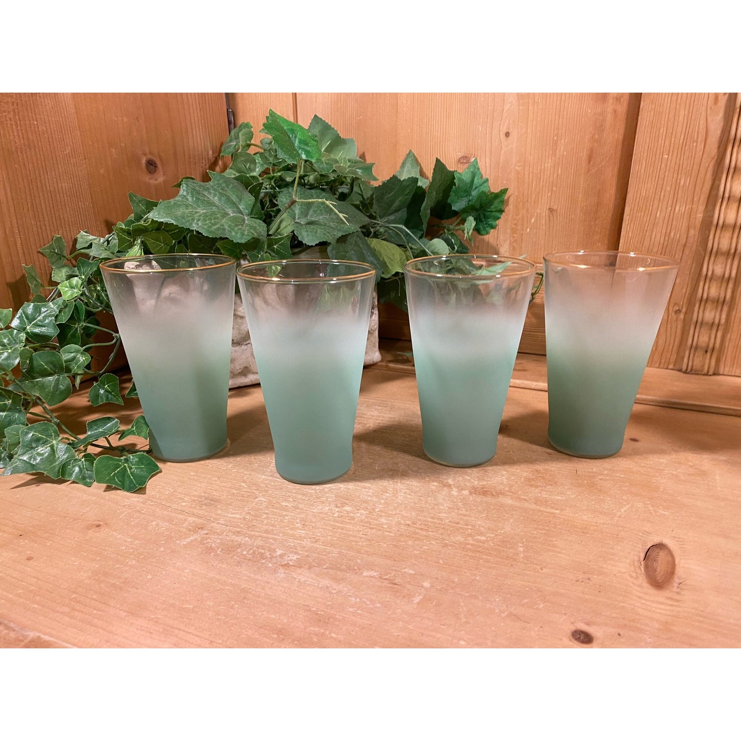 Vintage Blendo Frosted Aqua Blue Glass Pitcher and Tumblers - Set of 5 | Midcentury Modern Drinkware Set | Blendo Pitcher + Glasses