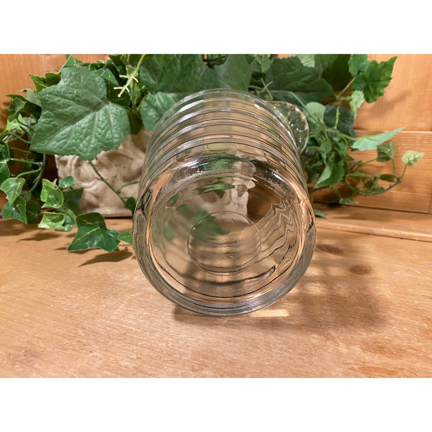 Vintage Striped Clear Glass Ice Bucket with Black Accents | Clear Glass Serving Dish for Wine or Champagne | MCM | Midcentury Modern Barware