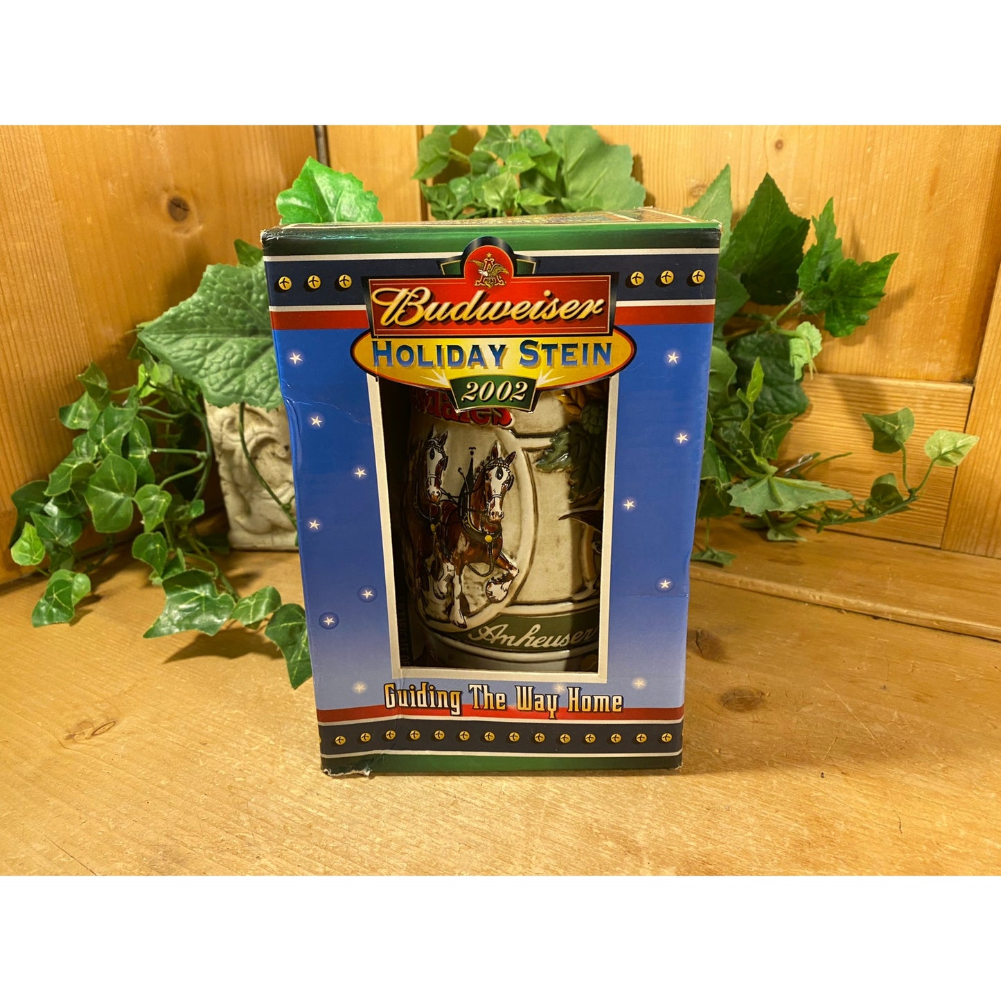 Vintage Ceramic Budweiser Stein In Original Box | 2002 | Budweiser Clydesdale Horses | Guiding the Way Home | Beer Stein | Retro Barware