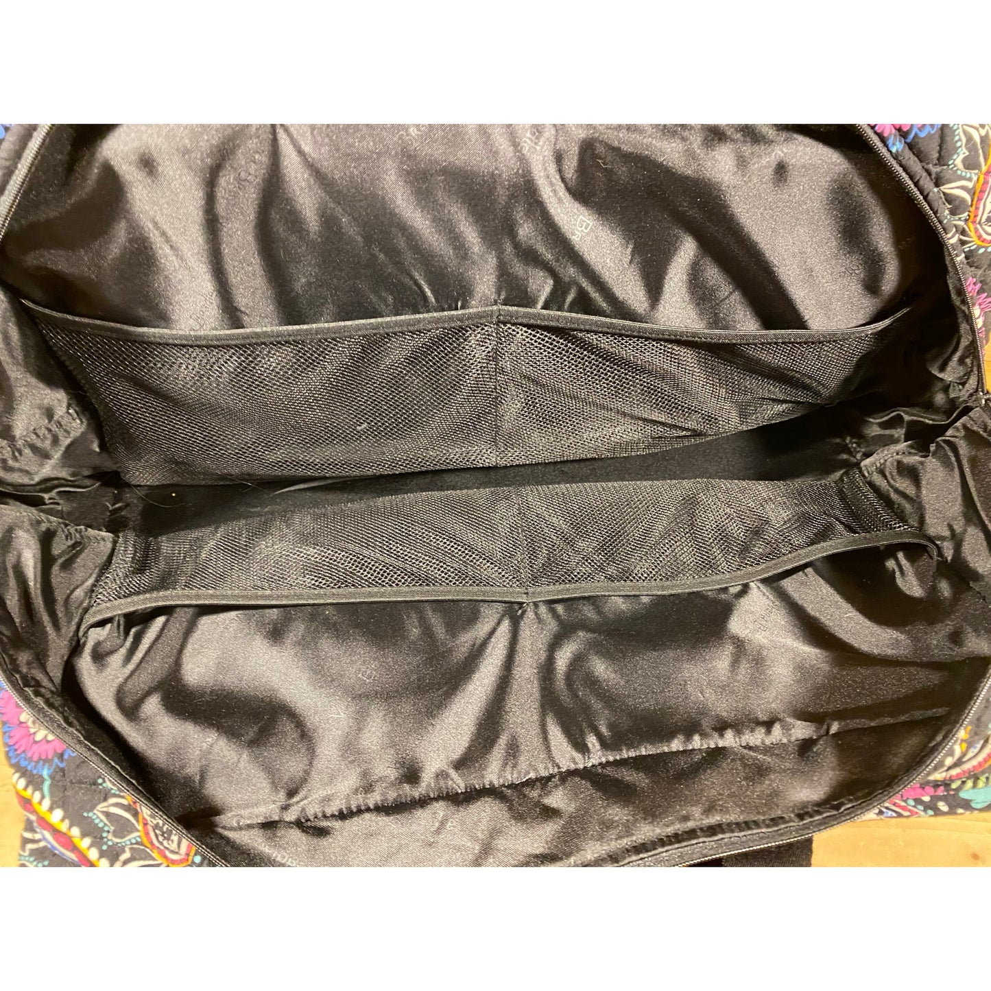Vintage Vera Bradley Black Paisley Travel Tote | Bandana Swirl | 2009 | Retired Black Floral Tote Bag with Two Straps | Traveler Tote Bag