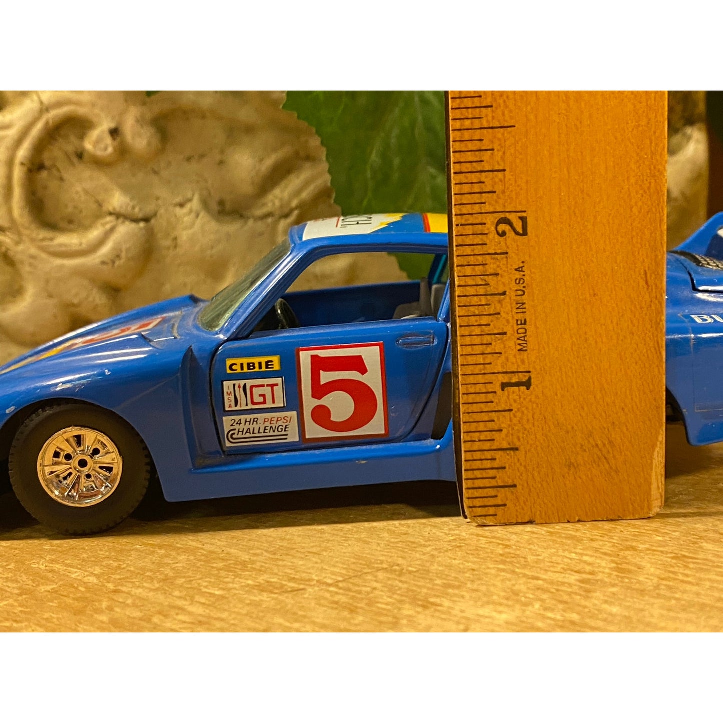 Vintage Die-Cast Model Blue Porsche 935 Turbo Race Car #5 | Burago | Busch | Pepsi Challenge | 1:24 Scale Model Car | Miniature Car