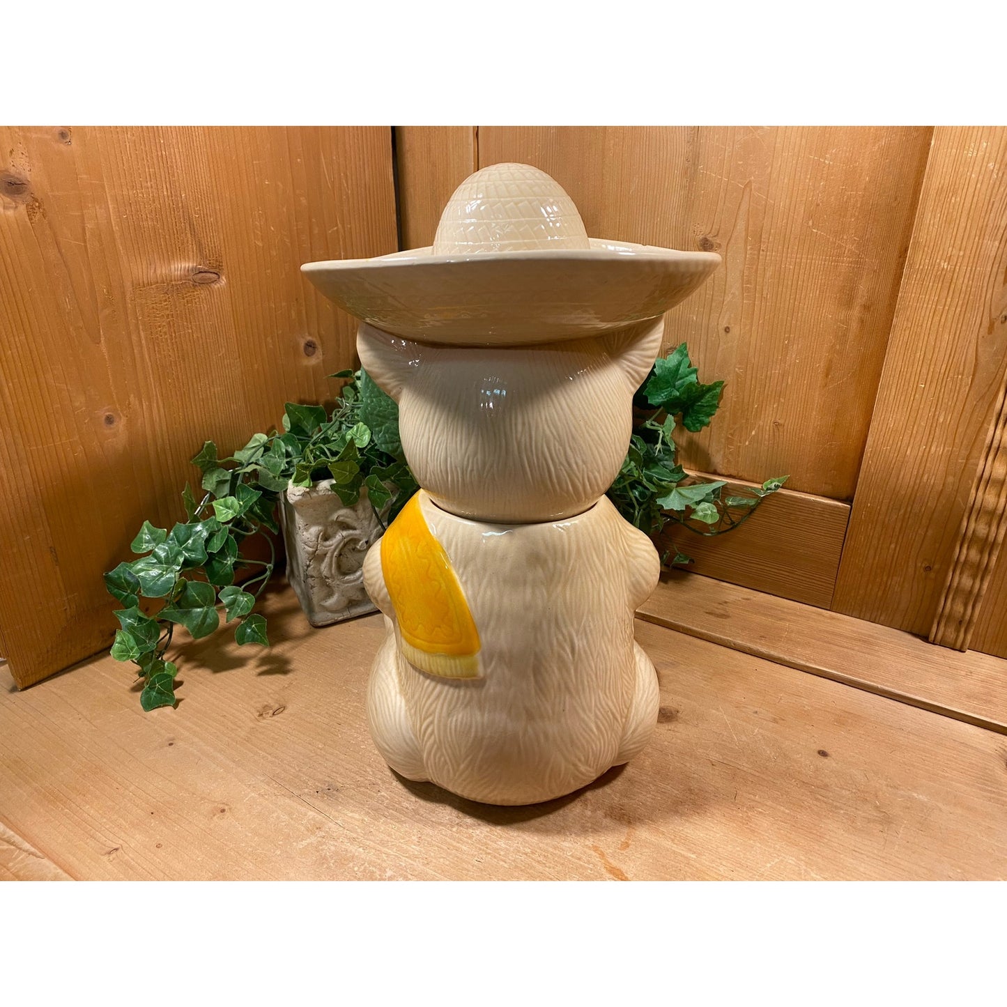 Vintage Poncho the Teddy Bear Cookie Jar | Metlox | Teddy Bear In Sombrero | Poppy Trail | Ceramic Cookie Jar | Cottagecore Kitchen Decor