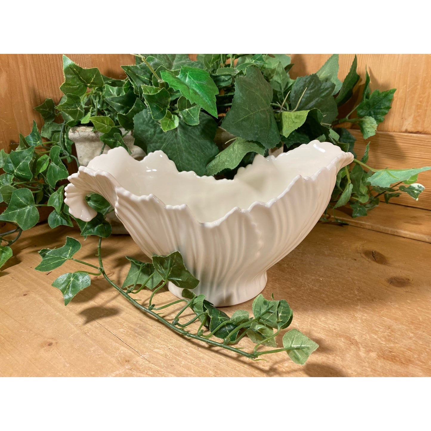 Vintage Scalloped White China Gravy Boat | Lenox | Cottagecore Kitchen | Spring Table Decor | Easter Table Decor | White Lenox China