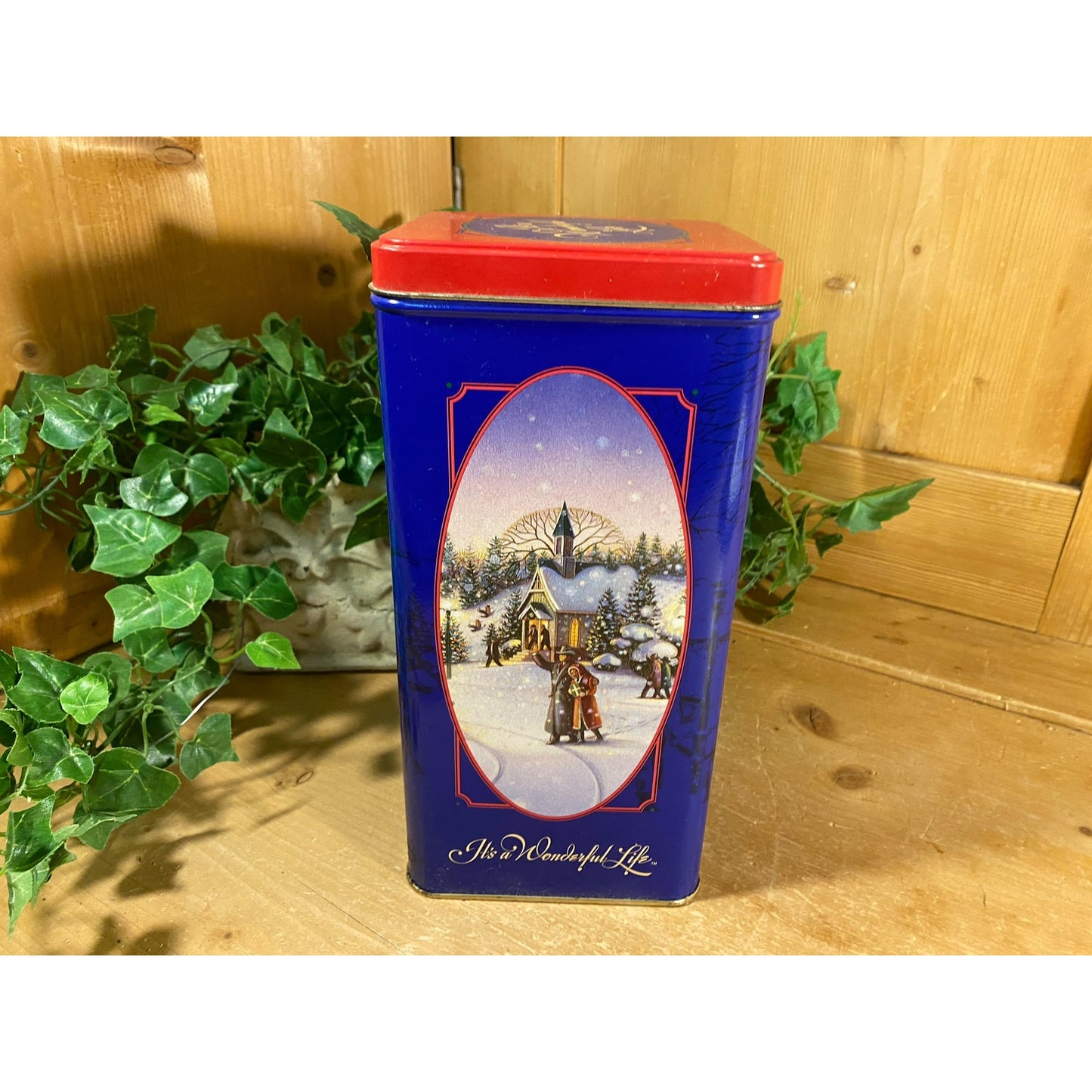 Vintage Christmas Tin: Oreo Cookies | It's A Wonderful Life | 1993 Collector's Edition | Square Canister | Vintage Advertising | Farmhouse