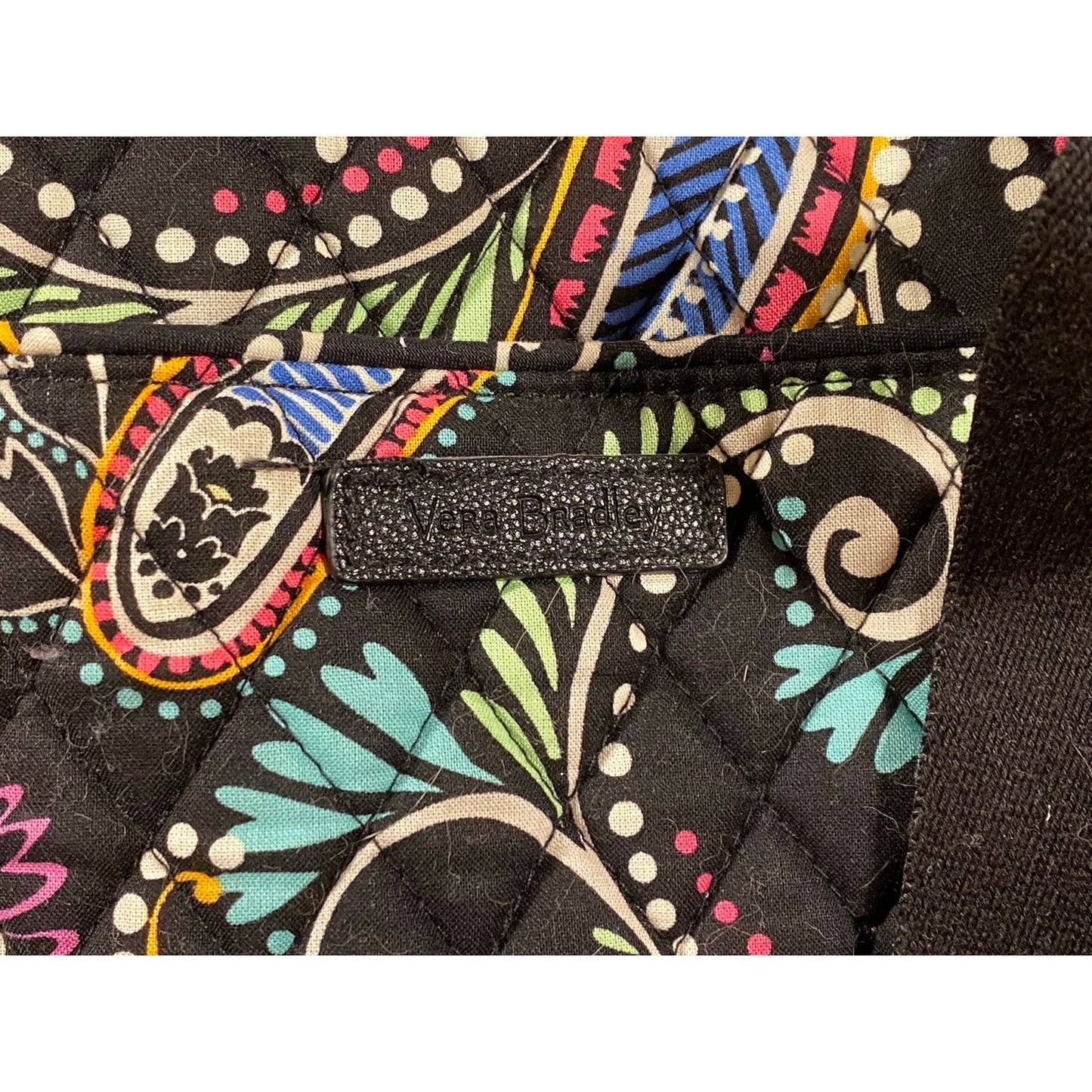 Vintage Vera Bradley Black Paisley Travel Tote | Bandana Swirl | 2009 | Retired Black Floral Tote Bag with Two Straps | Traveler Tote Bag