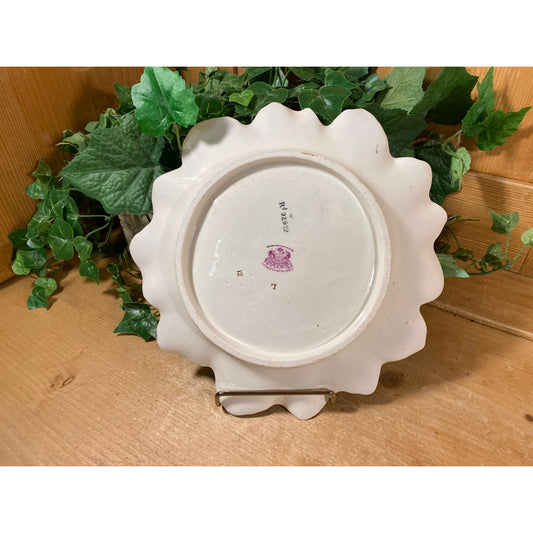 Antique Earthenware Hibiscus Dish | Brown-Westhead, Moore and Co. | Made In England | Vintage Petal-Shaped Floral Plate | Victorian Decor