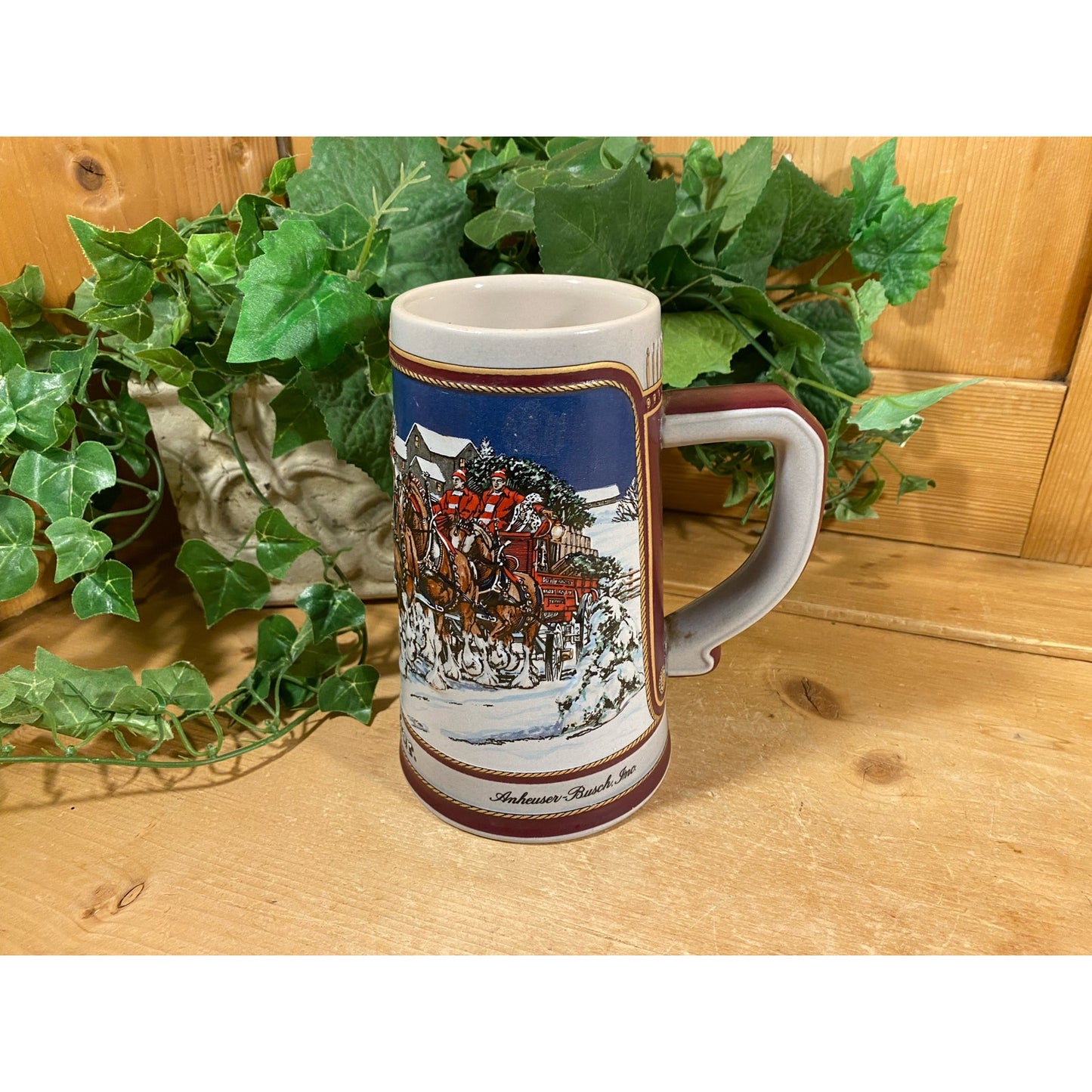 Vintage Ceramic Budweiser Stein | 1989 | Budweiser Clydesdale Horses | Strength, Power, Beauty | Ceramarte Beer Stein | Retro Barware