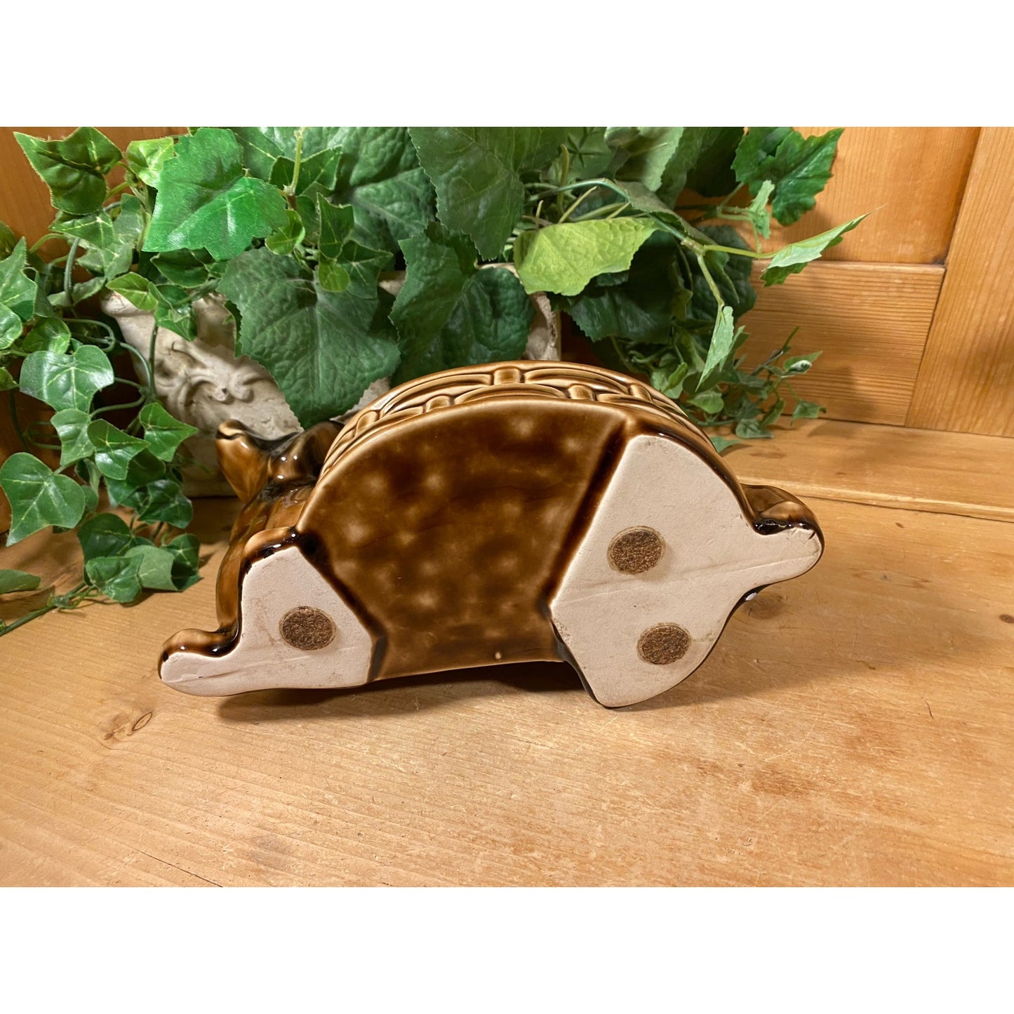 Vintage Brown Ceramic Dachshund Planter | Weiner Dog Planter | Midcentury Modern Table Decor | Vintage Brown Dog Planter | MCM Shelf Decor