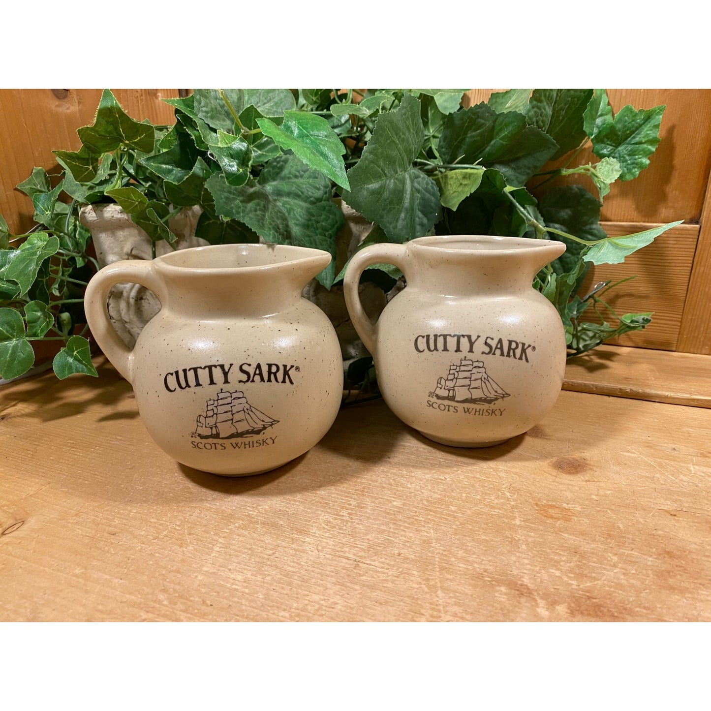 Vintage Cutty Sark Whiskey Pitchers | Scots Wisky | Ceramic Whiskey Pitchers with Printed Logo + Sailing Ship | Academia Decor | Home Bar