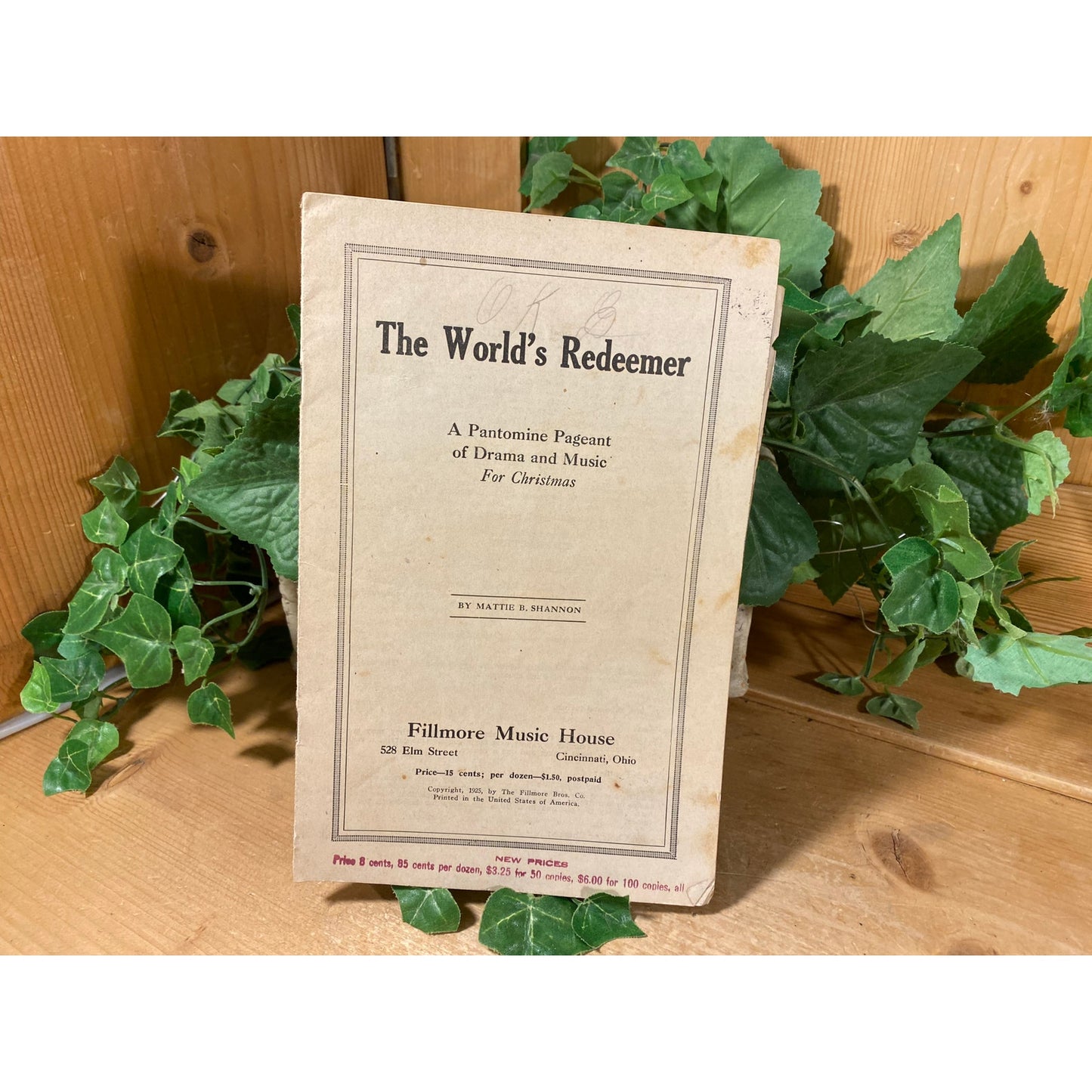 Vintage 1925 Christmas Pageant Sheet Music | The World's Redeemer | A Pantomime Pageant of Drama and Music | Fillmore Music House | Ohio