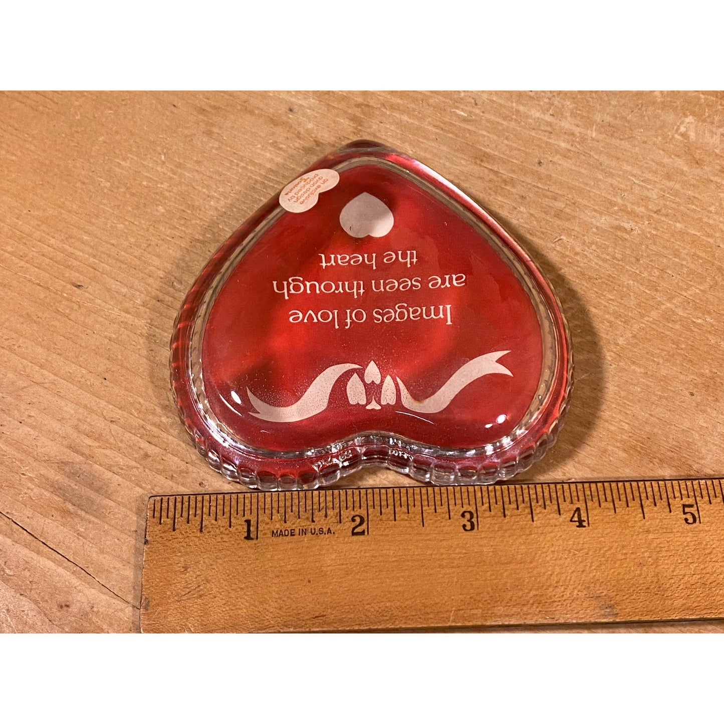 Vintage RedGlass Heart Paperweight | Fostoria | "Images of Love Are Seen Through the Heart" | Vintage Valentine's Day Gift | Paperweight