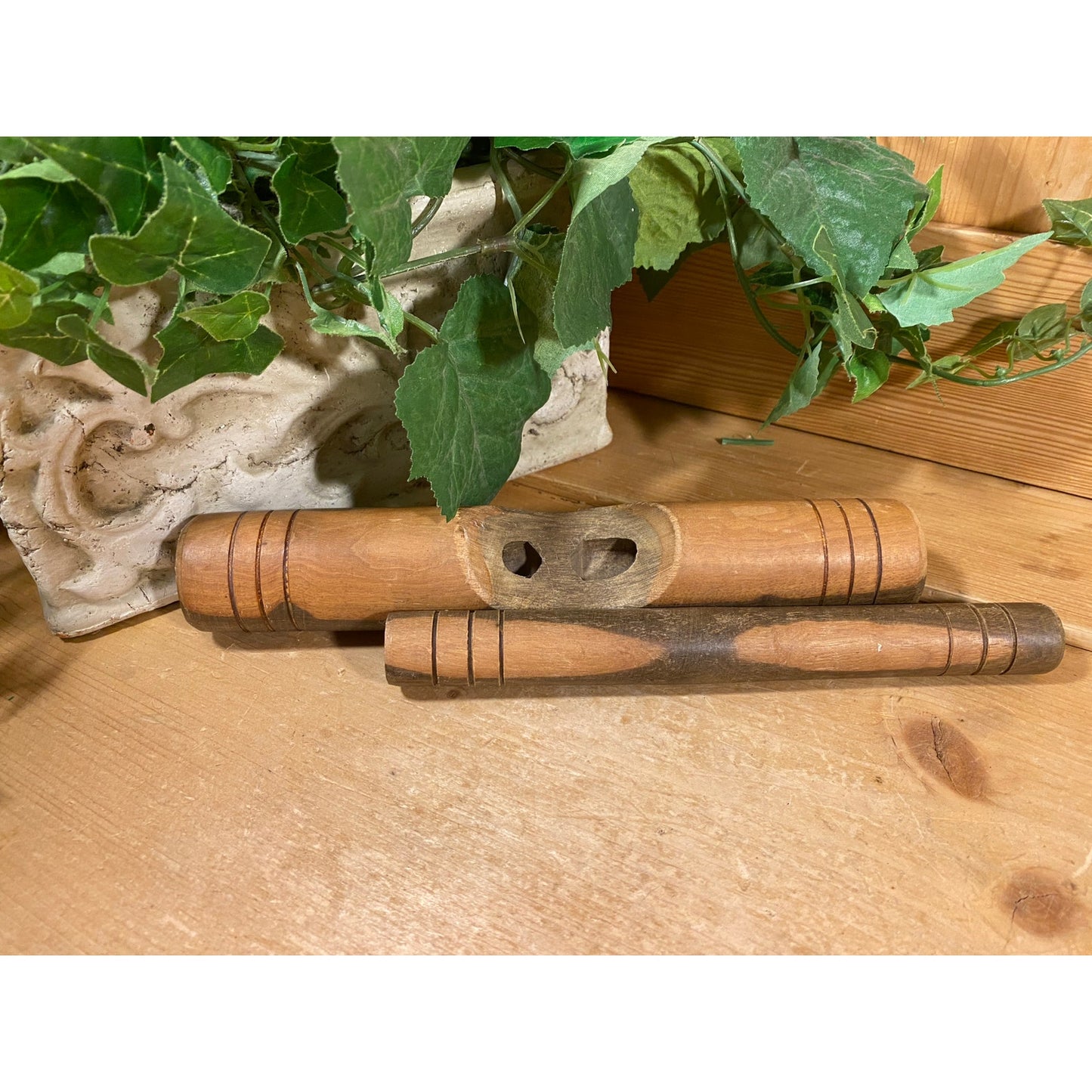 Vintage Wooden Percussion Sticks | Large Hollow Body, Small Striker | African Percussion Sticks | Drumming | Claves | Percussion Instruments