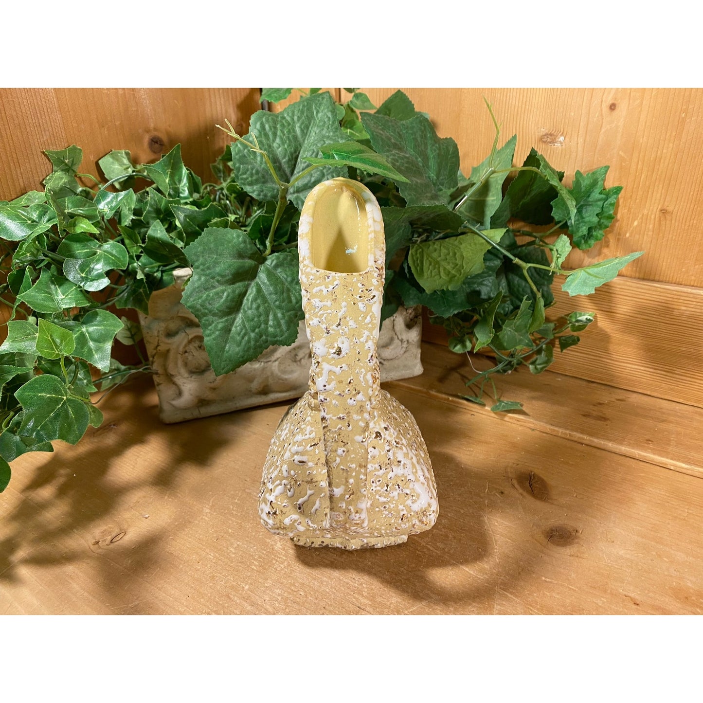 Vintage Cream Splatter Pottery Pitcher | Savoy Art Pottery | Slender Water Pitcher with Squared Base | 1970s Kitchen | Midcentury Modern