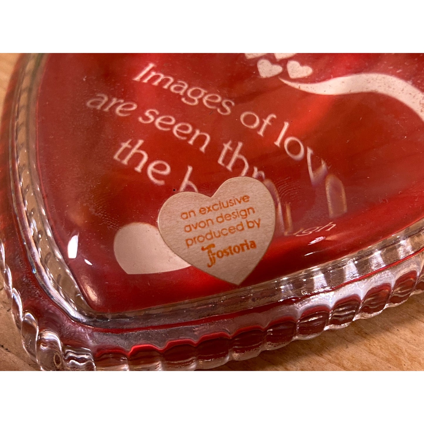 Vintage RedGlass Heart Paperweight | Fostoria | "Images of Love Are Seen Through the Heart" | Vintage Valentine's Day Gift | Paperweight