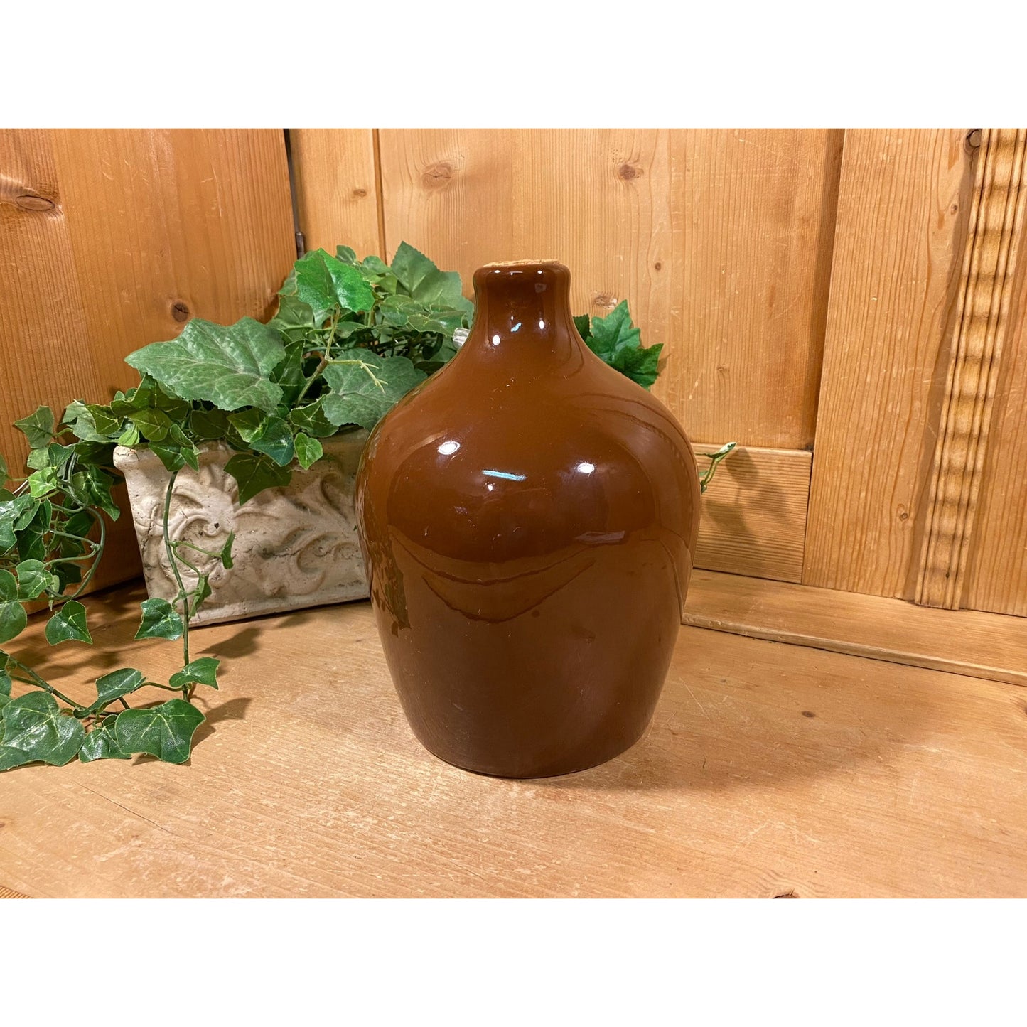 Vintage Little Brown Jug Music Box Decanter | Musical Brown Ceramic Jug Whiskey Decanter | Midcentury Modern Bar Decor | Novelty Decanter