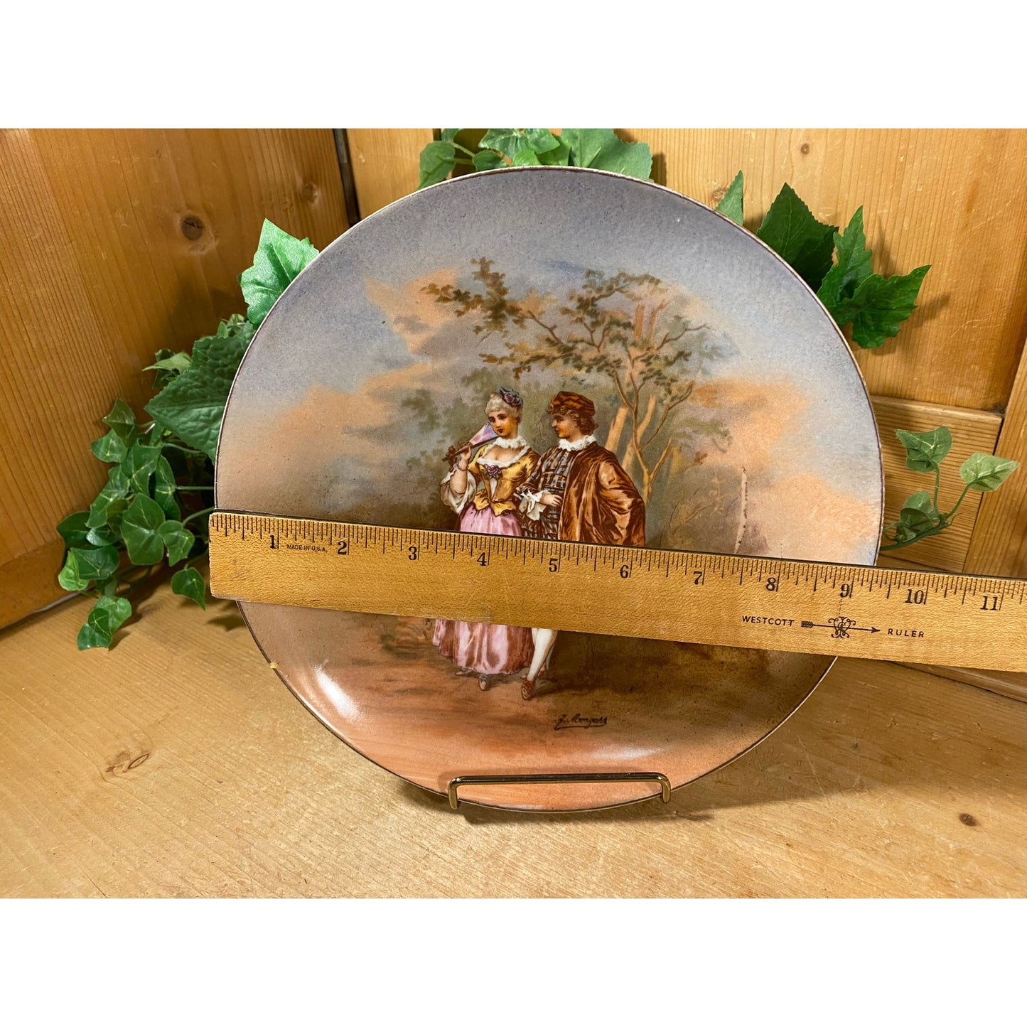 Vintage Courting Couple Porcelain Plate | Limoges | Victorian Courtship Art | European French Plate | Limoges | Shabby Chic Charger Plate