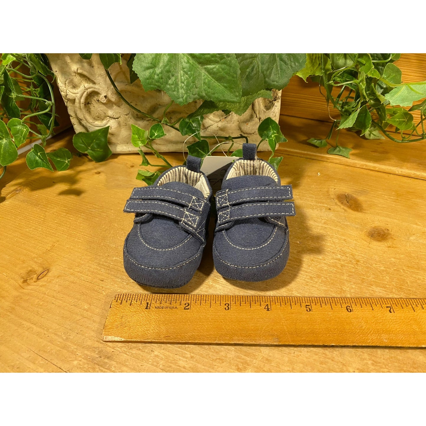 NWT Blue Suede Baby Shoes | Boys 0-3 mo. | FAO Schwarz | New Infant Boy Crib Shoes with Tags | FAO | Blue Slip-On Baby Shoes with Velcro