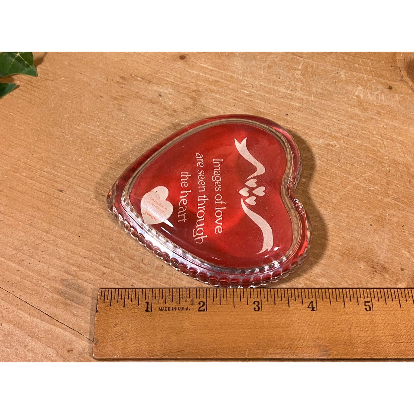 Vintage RedGlass Heart Paperweight | Fostoria | "Images of Love Are Seen Through the Heart" | Vintage Valentine's Day Gift | Paperweight