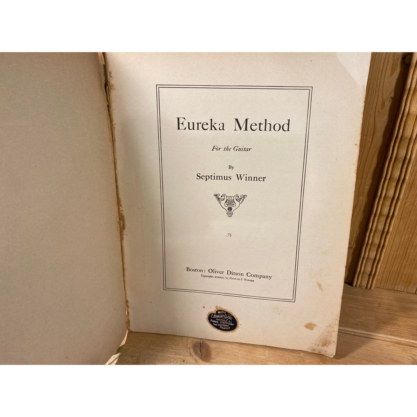 Vintage Eureka Method for The Guitar | Music Book | Septimus Winner | Vintage Guitar Music Book | Oliver Ditson Co. | Guitar Sheet Music