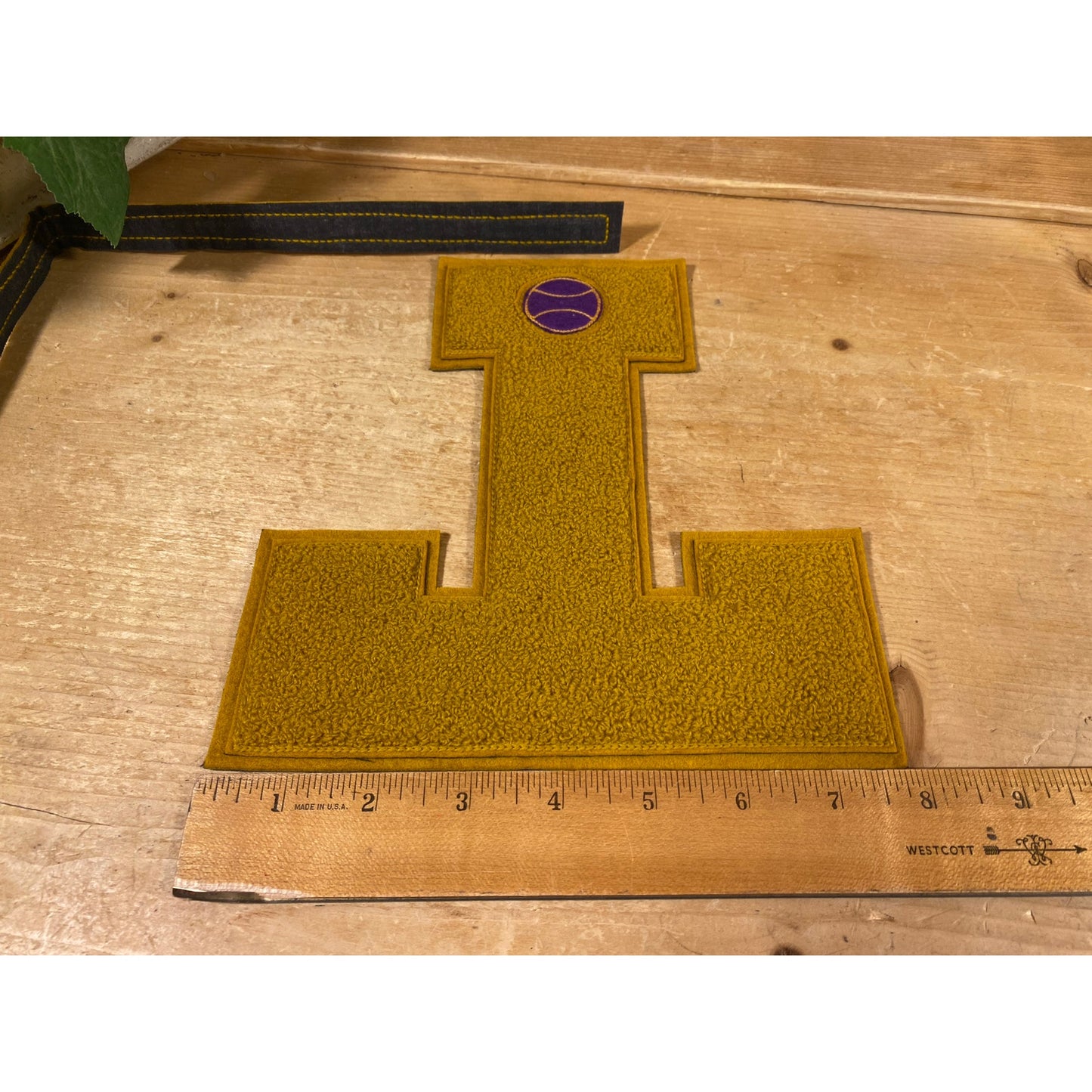 Vintage Letter Jacket Patch - Yellow Letter "T" | Athletic Specialty | Dark Yellow Varsity Letter T Patch | Retro Varsity Jacket Letter "T"