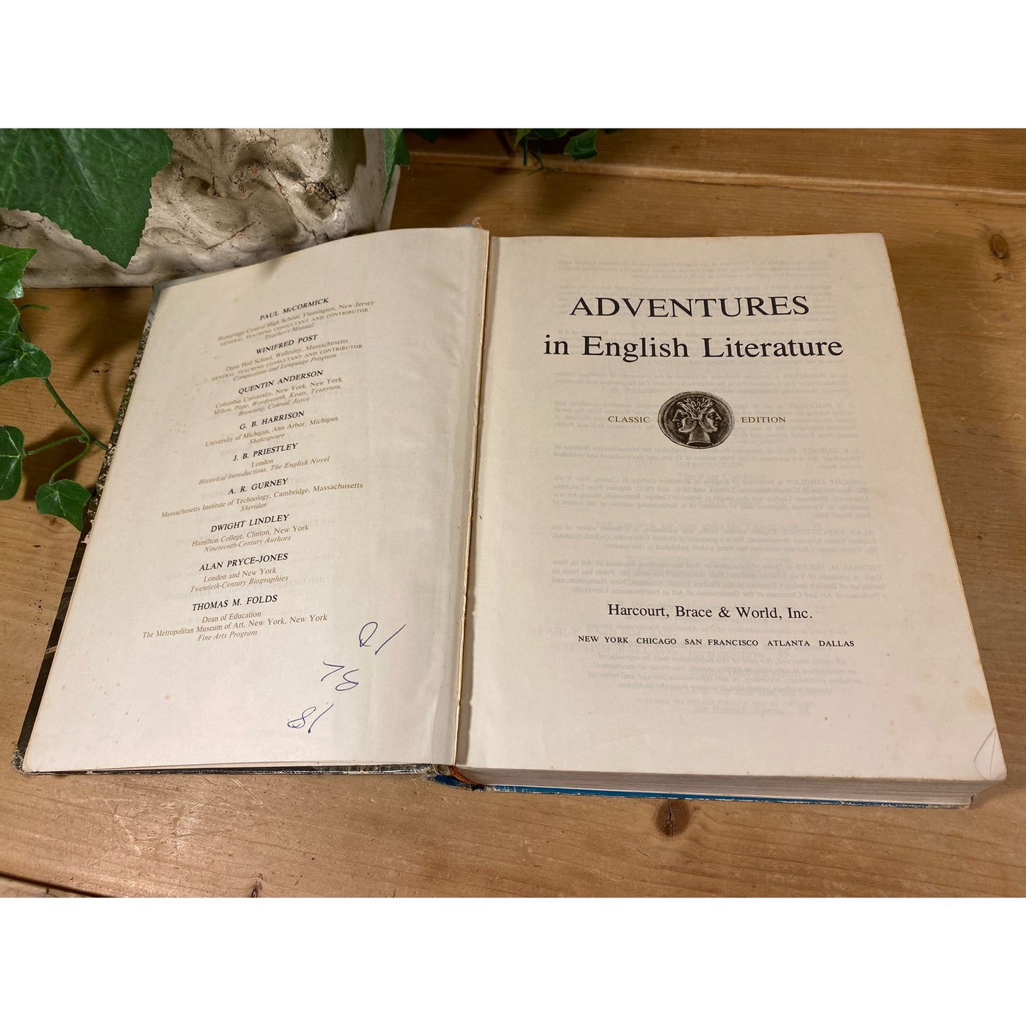 Vintage Book: Adventures In English Literature | 1968 | Classic Edition | 1960s English Textbook | Vintage Hardcover Book