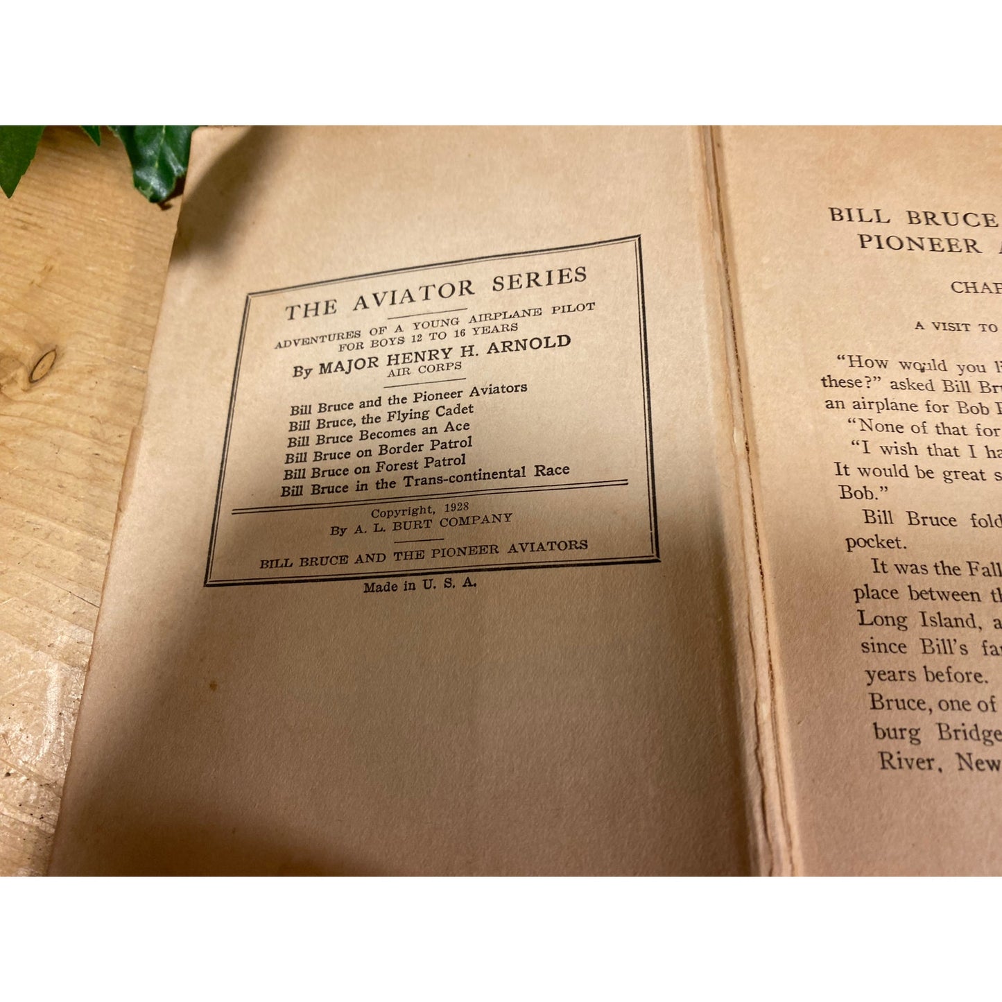 Vintage Book: Bill Bruce and the Pioneer Aviators | Henry H. Arnold | 1928 | Fiction | Hardcover | Bill Bruce Air Piolet Series | Aviation