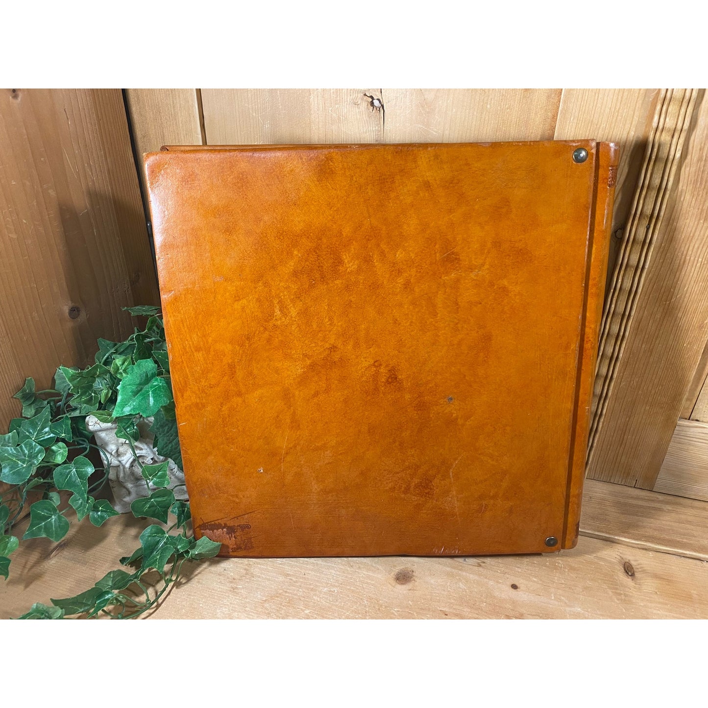 Vintage Leatherbound Sketch Book or Scrapbook w/ Embossed Greek Scene | Athens Greece | Unused, Blank Pages | Brown Leather Cover | Academia