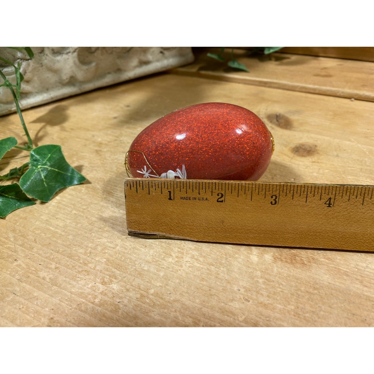 Vintage Handpainted Real Eggshell Ornament | Mary and Joseph Riding to Bethlehem | Red Christmas Egg | Nativity Painted Chicken Egg