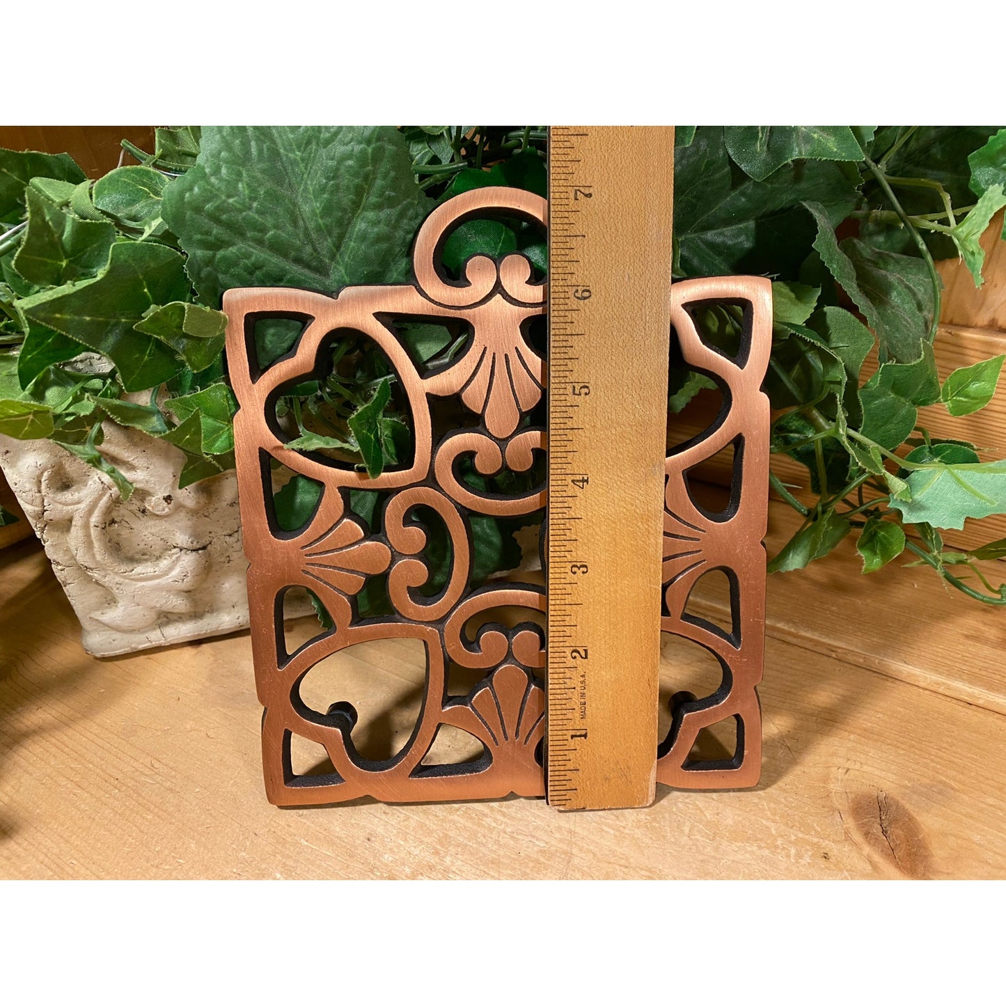 Vintage Cast Iron Coppertone Square Trivet with Hearts | Pampered Chef | 2008 | Round-Up From the Heart | 2939 | Heart Trivet | Farmhouse