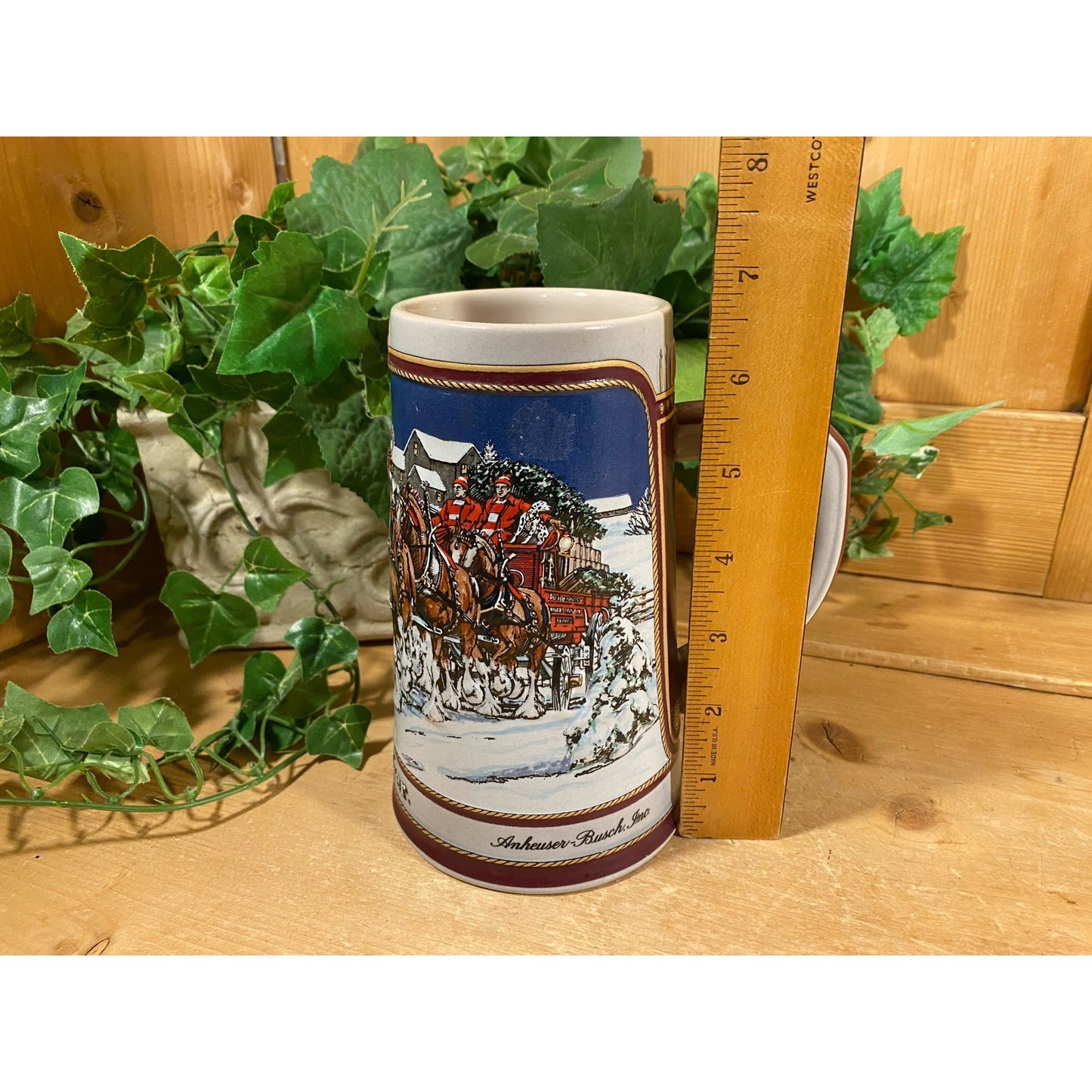 Vintage Ceramic Budweiser Stein | 1989 | Budweiser Clydesdale Horses | Strength, Power, Beauty | Ceramarte Beer Stein | Retro Barware
