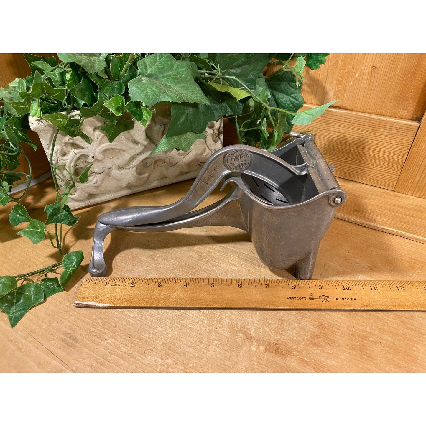 Metal WearEver Aluminum Juicer | Midcentury Modern Kitchen Decor | MCM Decor | Midcentury Metal Manual Juicer | Retro Kitchen Gadget