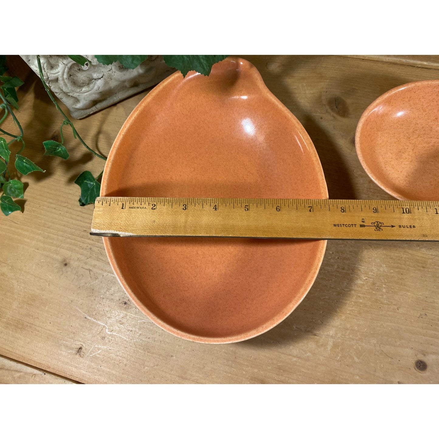 Vintage Red Wing Pottery Comma Bowls - Set of 2 | Eva Zeisel | Town & Country | Glazed Peach Ceramic Bowl Set | Midcentury Modern Kitchen