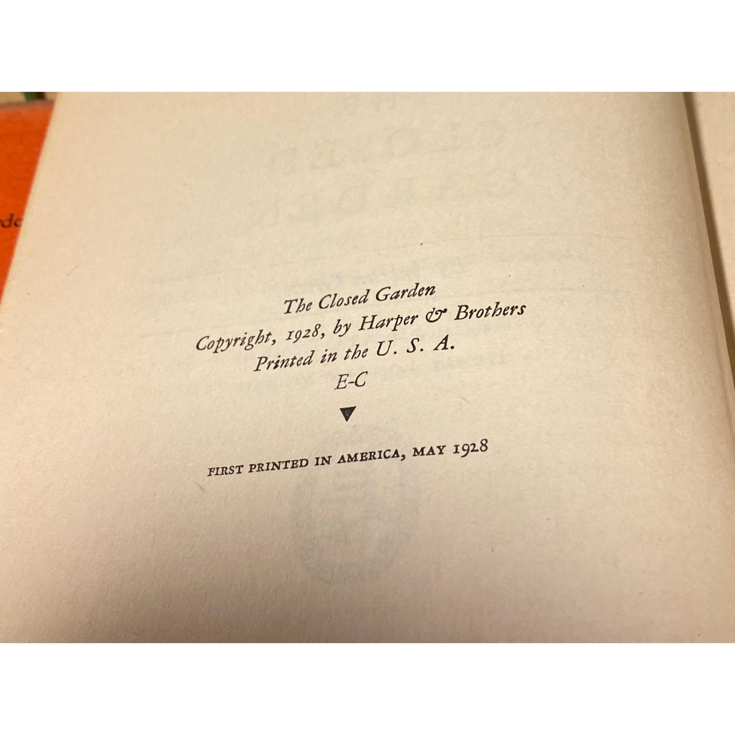 Vintage Book: The Closed Garden | Julien Green | 1928 | Fiction Novel | Hardcover Book | A Story of Adrienne's Obsession | French Literature