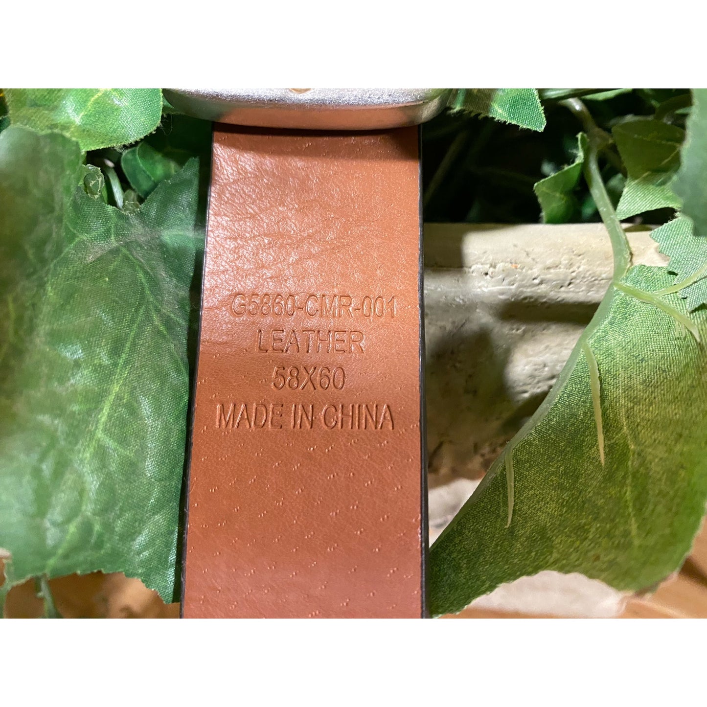 Vintage Mens Genuine Leather Belt with Stamped Diamond Pattern | 58x60 | Mens Western Wear | Stamped Leather Belt | Cowboy Style