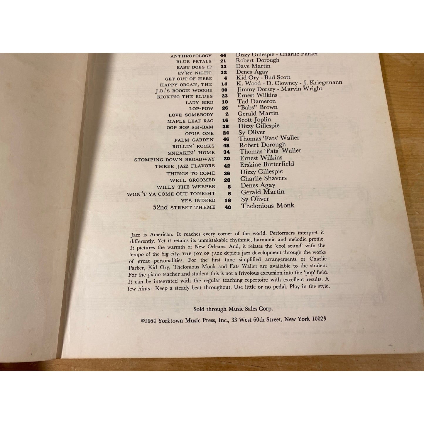 Vintage The Joy of Jazz Piano Book | Easy to Medium Piano Solos Music Book | Yorktown Music Press | Piano Sheet Music | Jazz, Blues, Swing