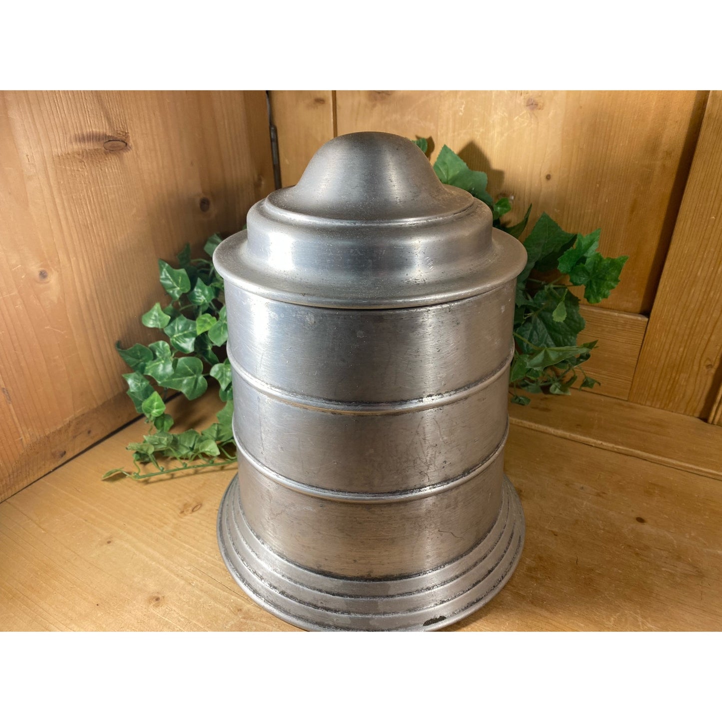 Vintage Pewtertone Tankard | Metal Beer Stein with Cover | Pewter Ice Bucket | Seymour Mann | Academia Shelf Decor | Barware | Home Bar